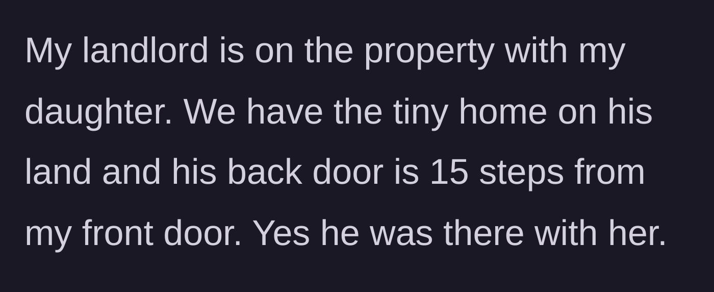 Story part 7 - Clarification that the child was never truly alone, as the landlord's home is just steps away.