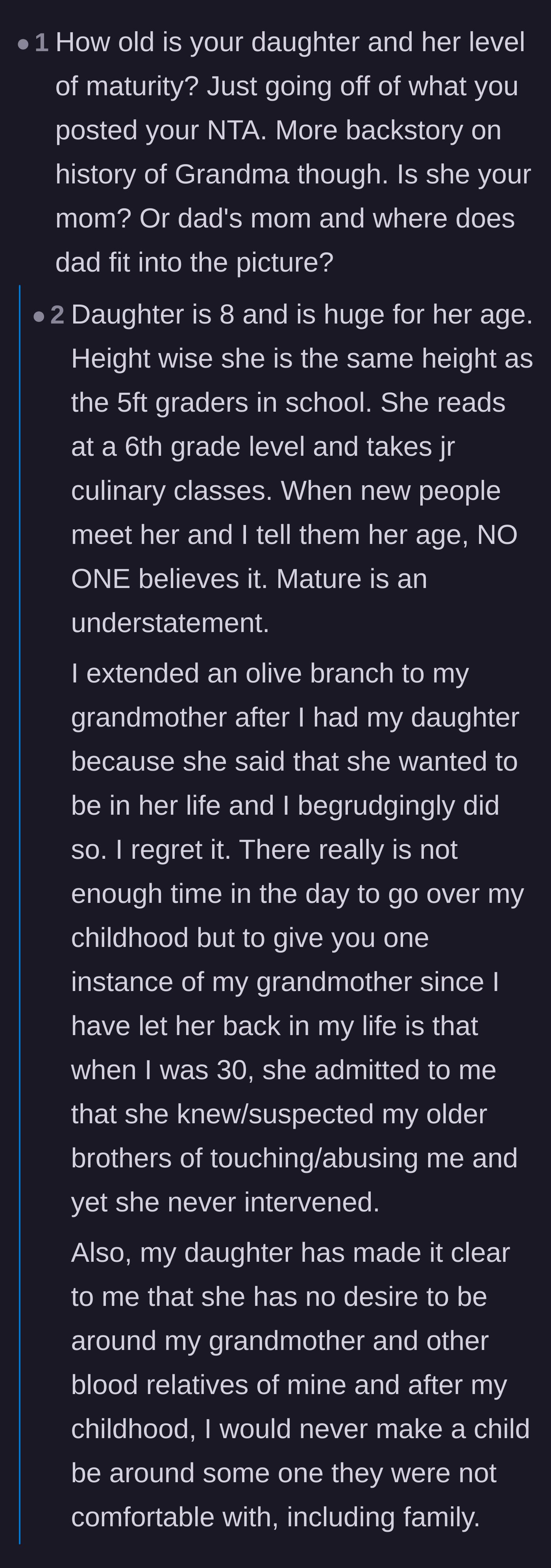 Comment thread 1 - A fierce debate over whether an eight-year-old is too young to be left alone, highlighting generational differences in parenting.