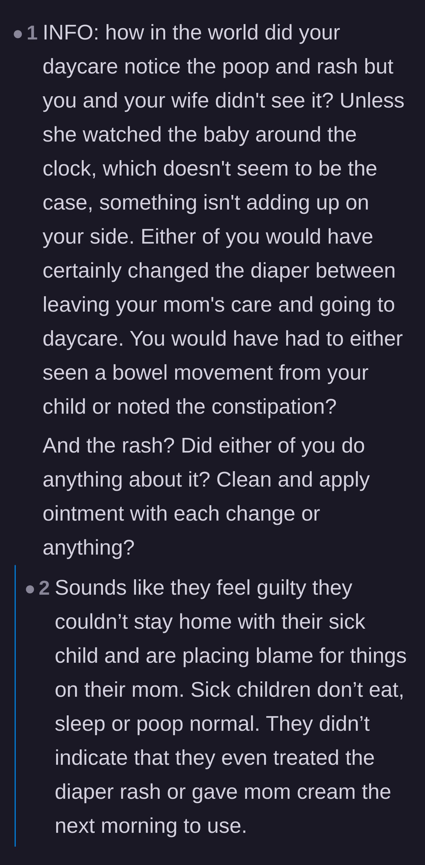 Comment thread 2 - Readers questioning the timeline and pointing out that the parents had the baby for the majority of the day without noticing or treating the issues.