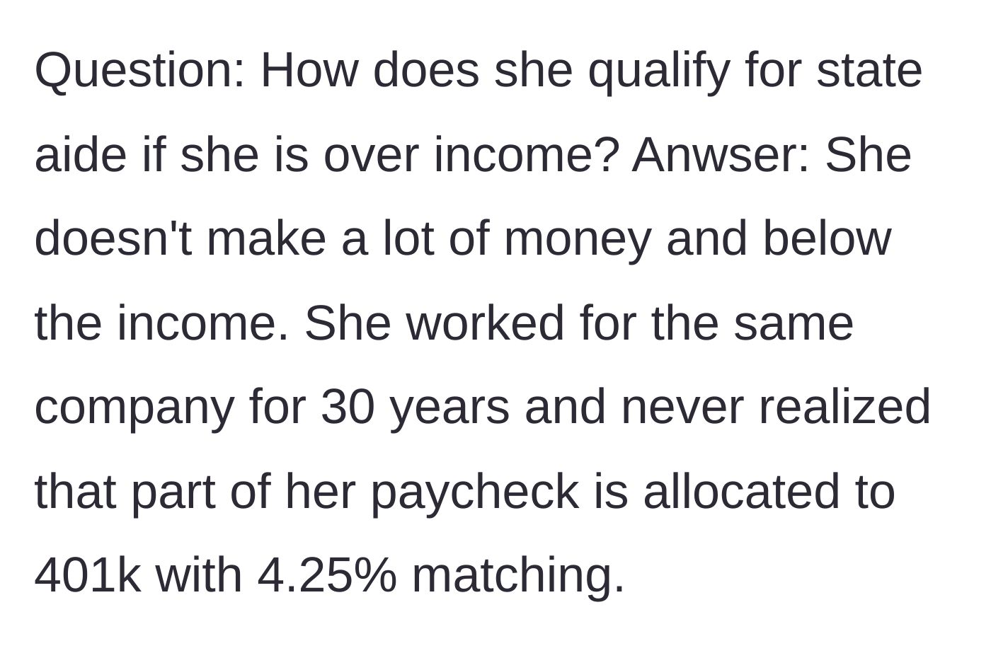 Story part 9 - The narrator explains how a low-income worker accumulated $160,000 through thirty years of automatic paycheck deductions and employer matching.