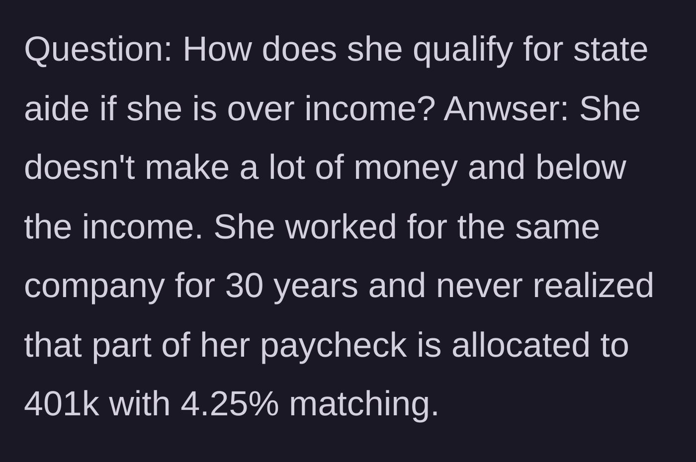 Story part 9 - The narrator explains how a low-income worker accumulated $160,000 through thirty years of automatic paycheck deductions and employer matching.