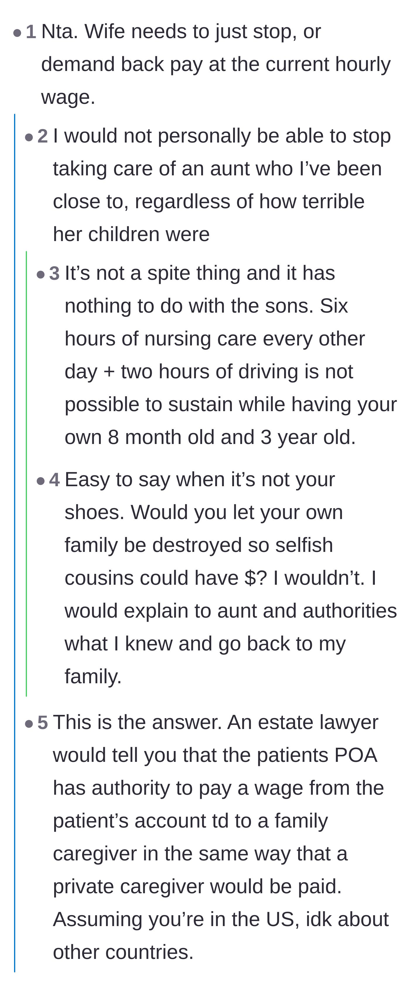 Comment thread 5 - Debating the emotional and physical toll of walking away from a sick relative