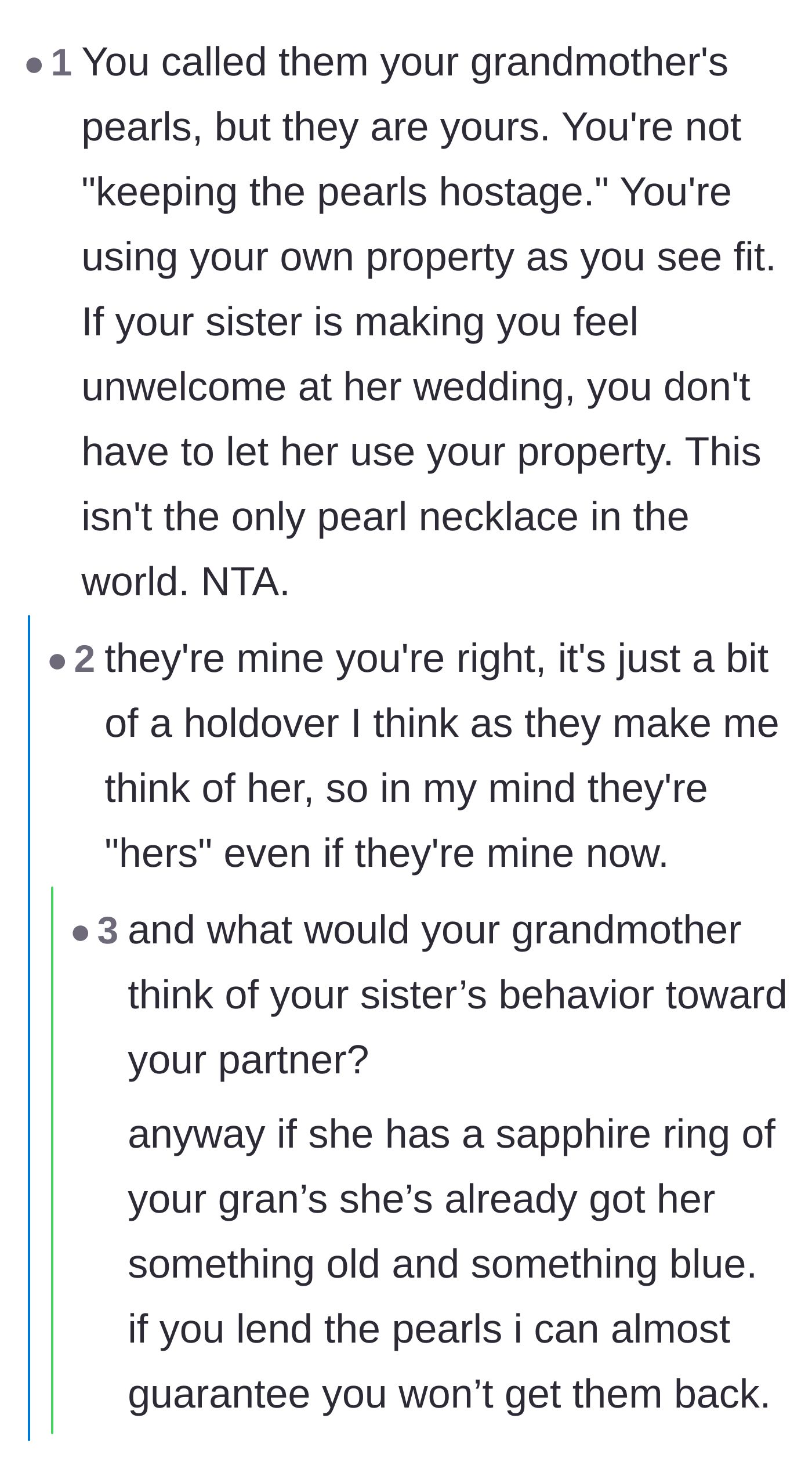 Comment thread 1 - Readers warn the main character that lending the heirloom would result in it never being returned.