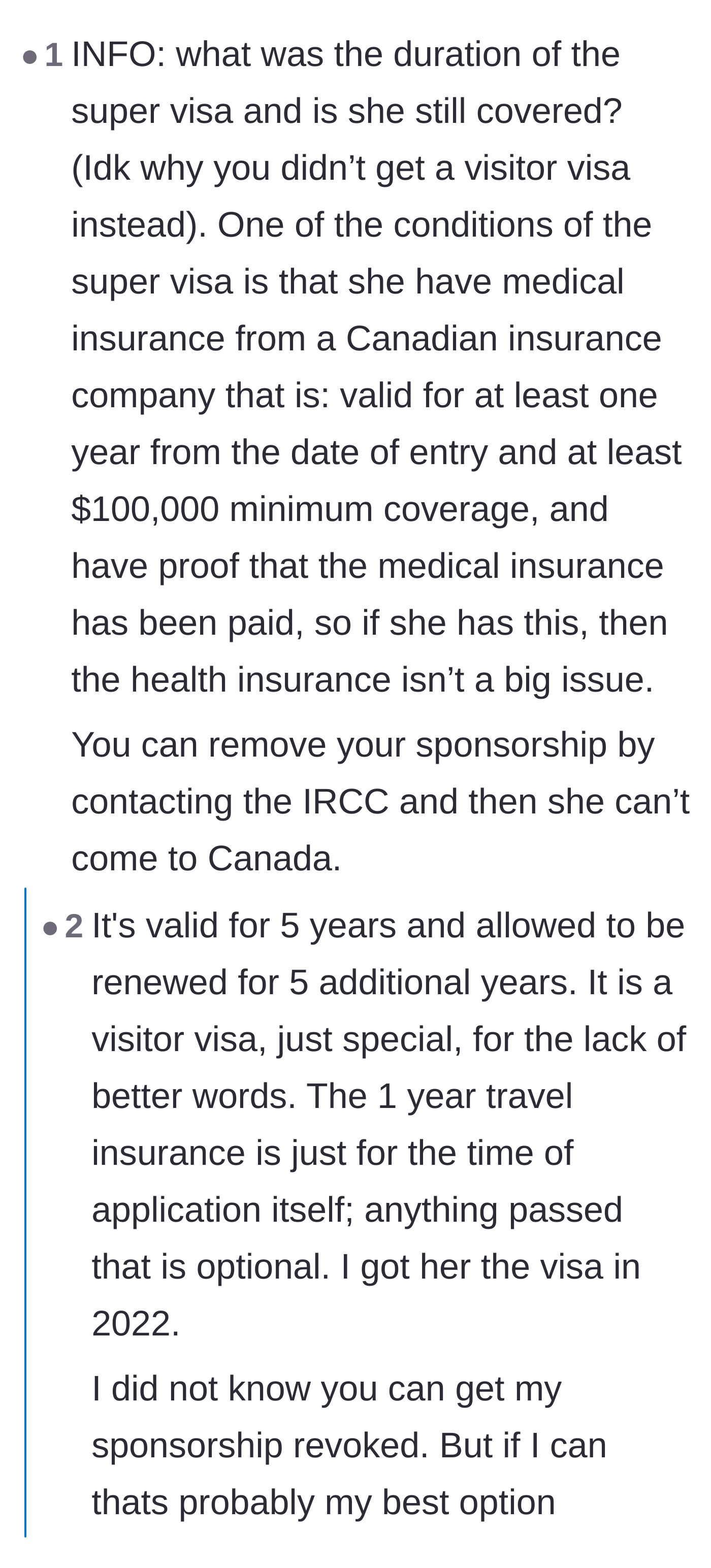 Comment thread 4 - A breakdown of Super Visa liabilities and steps to cancel sponsorship through immigration authorities