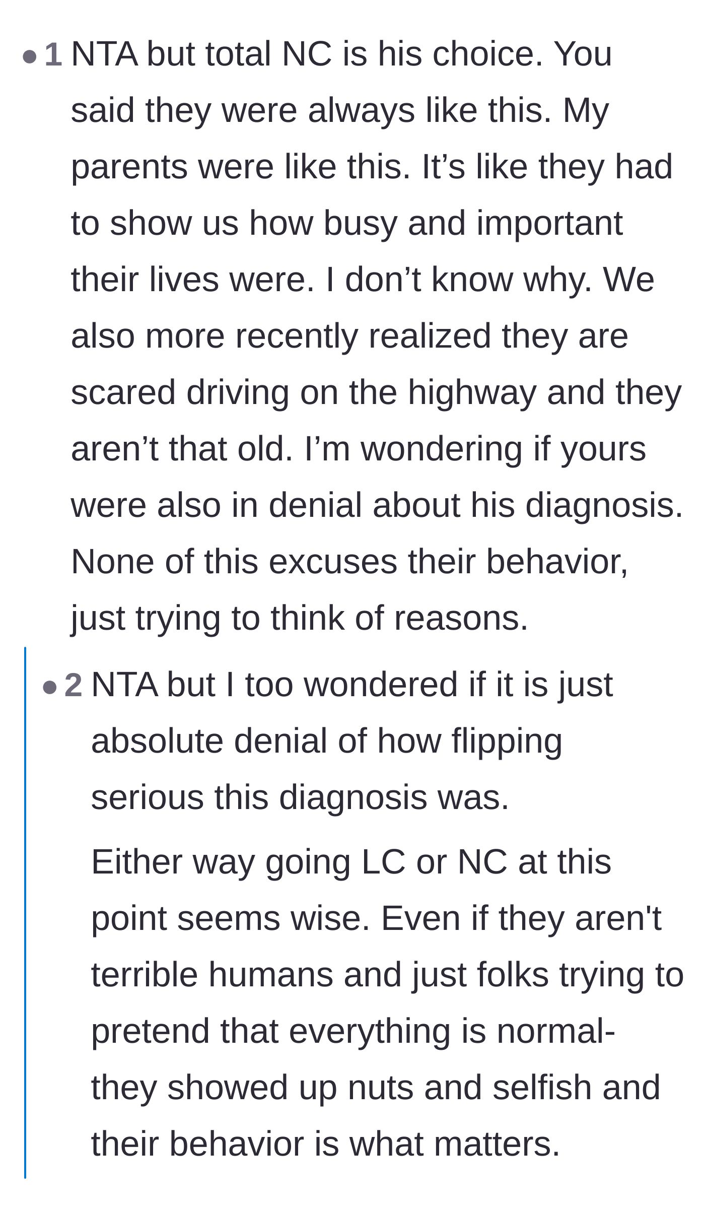 Comment thread 5 - Discussion about acknowledging the parents' psychological denial while holding them accountable for their behavior.