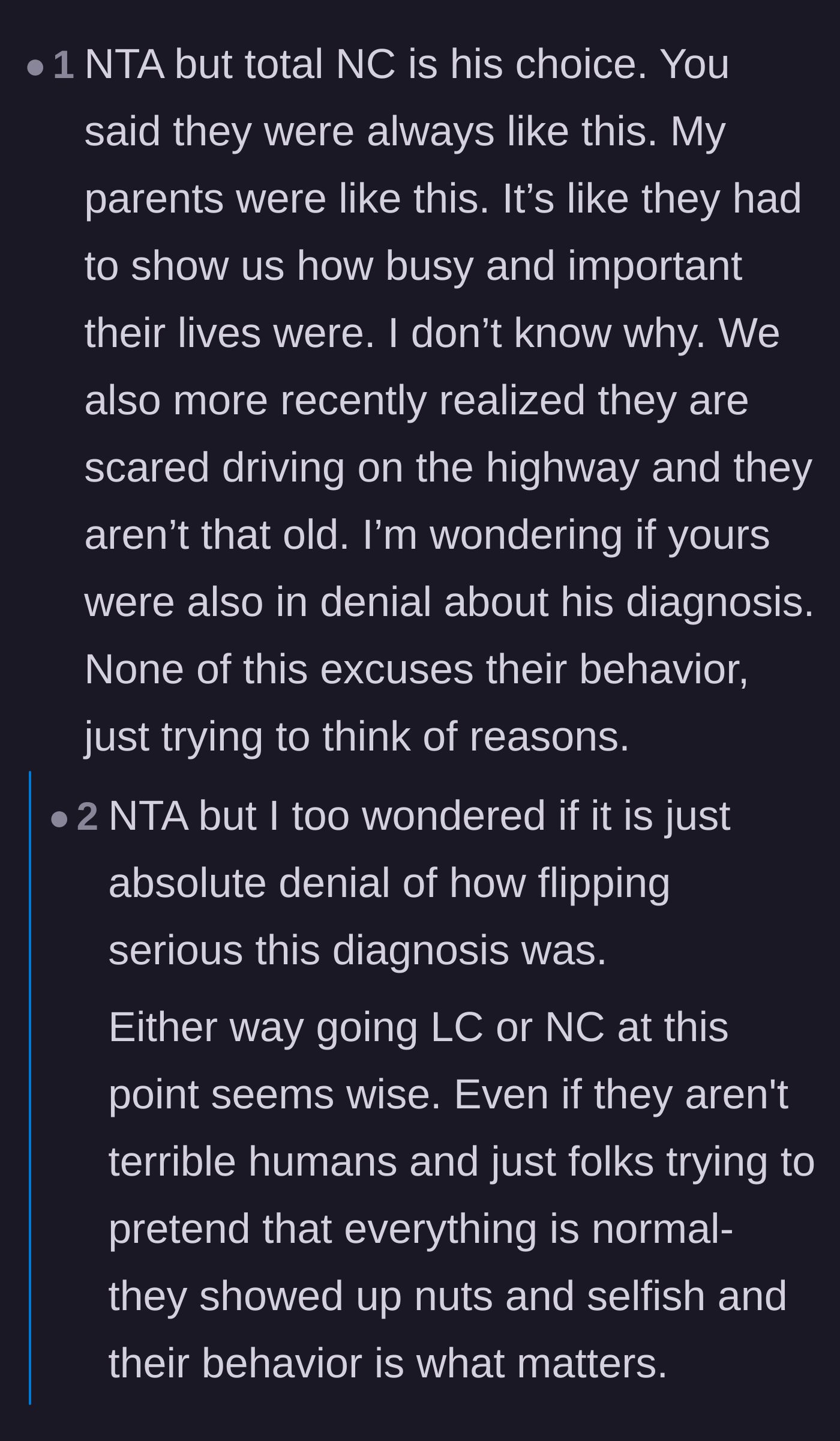 Comment thread 5 - Discussion about acknowledging the parents' psychological denial while holding them accountable for their behavior.
