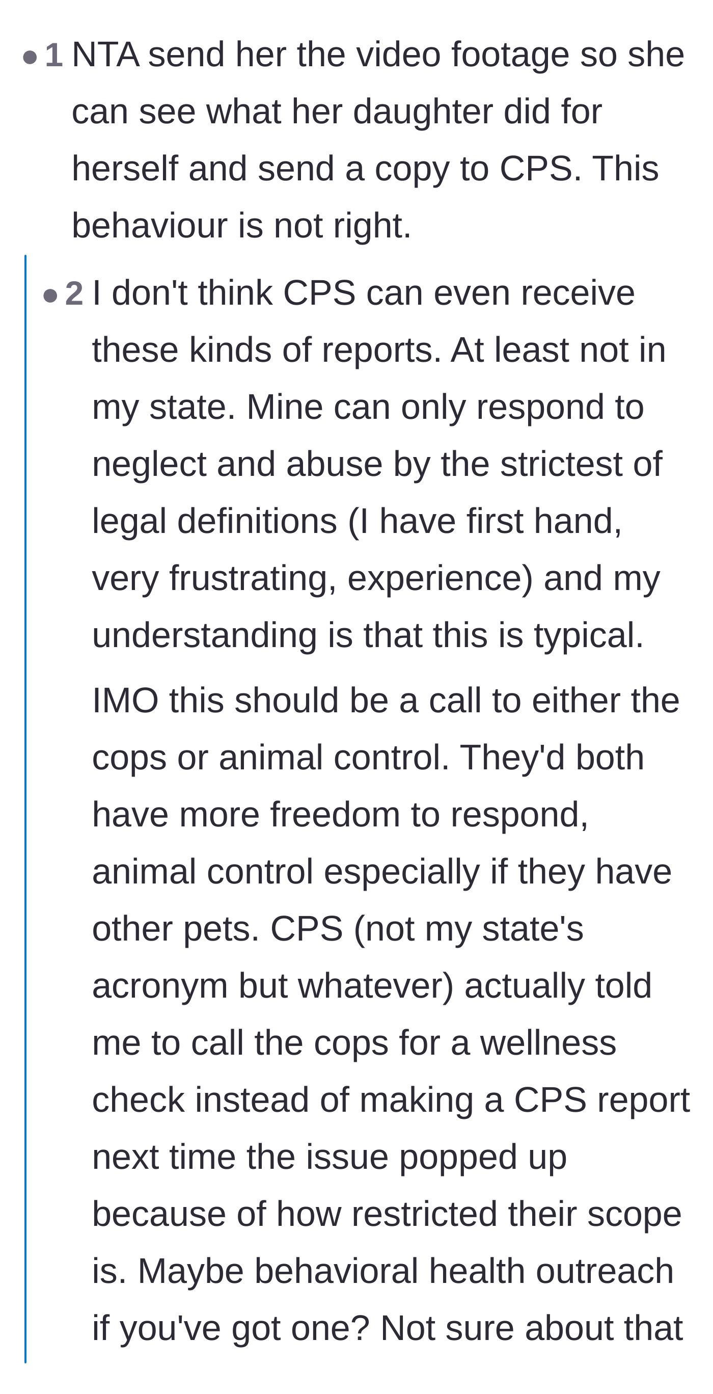 Comment thread 6 - Comment thread debating the legal and practical avenues for reporting the child's animal abuse to authorities.