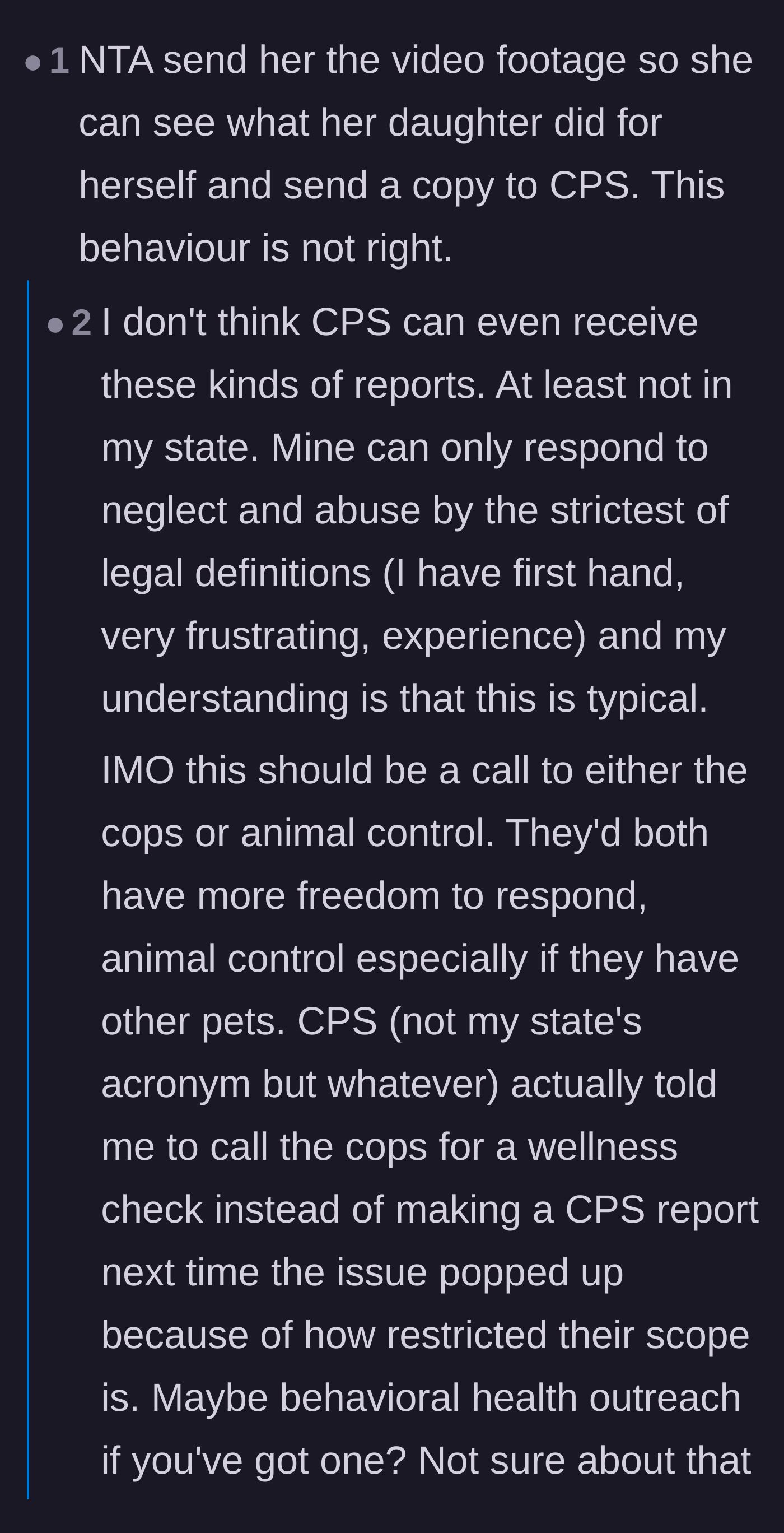 Comment thread 6 - Comment thread debating the legal and practical avenues for reporting the child's animal abuse to authorities.
