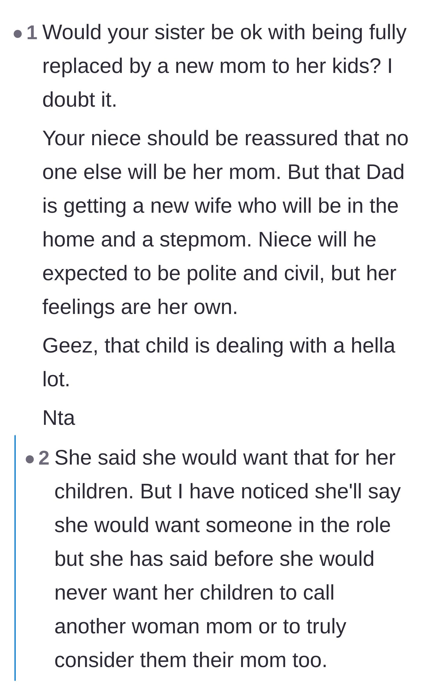 Comment thread 5 - Advice urging the aunt to secure the niece's sentimental items from her late mother before the stepmother disposes of them.