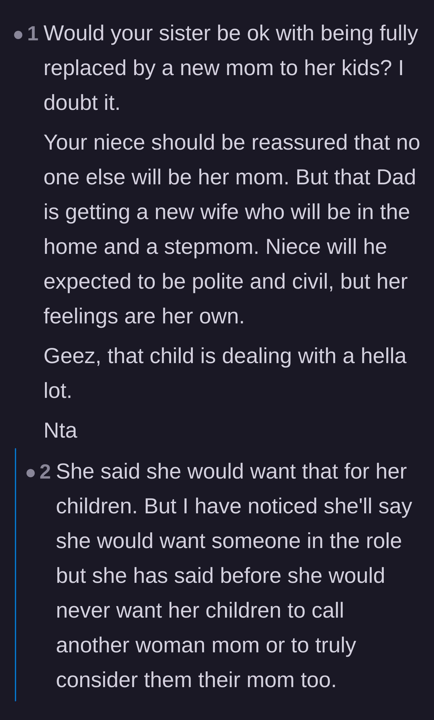 Comment thread 5 - Advice urging the aunt to secure the niece's sentimental items from her late mother before the stepmother disposes of them.