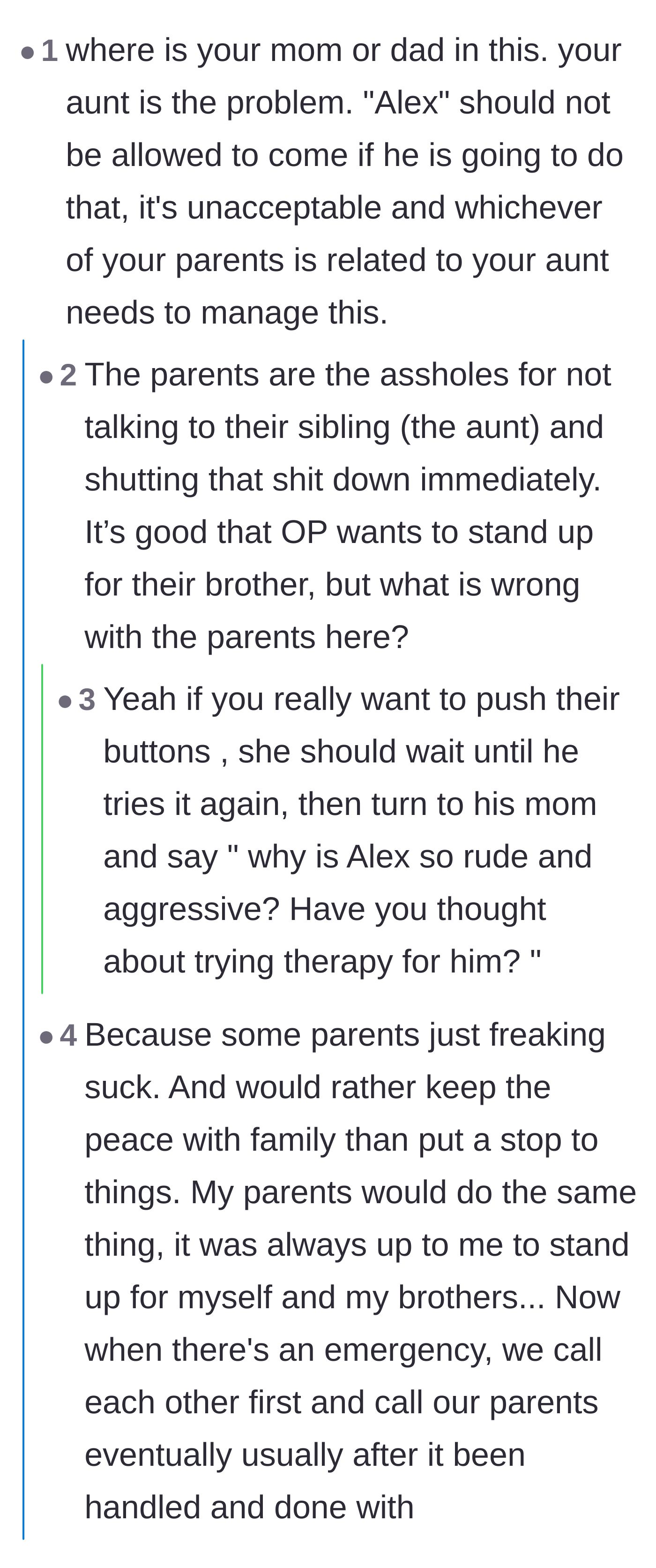 Comment thread 5 - Debate about where the original poster's own parents are and why they aren't protecting their kid.