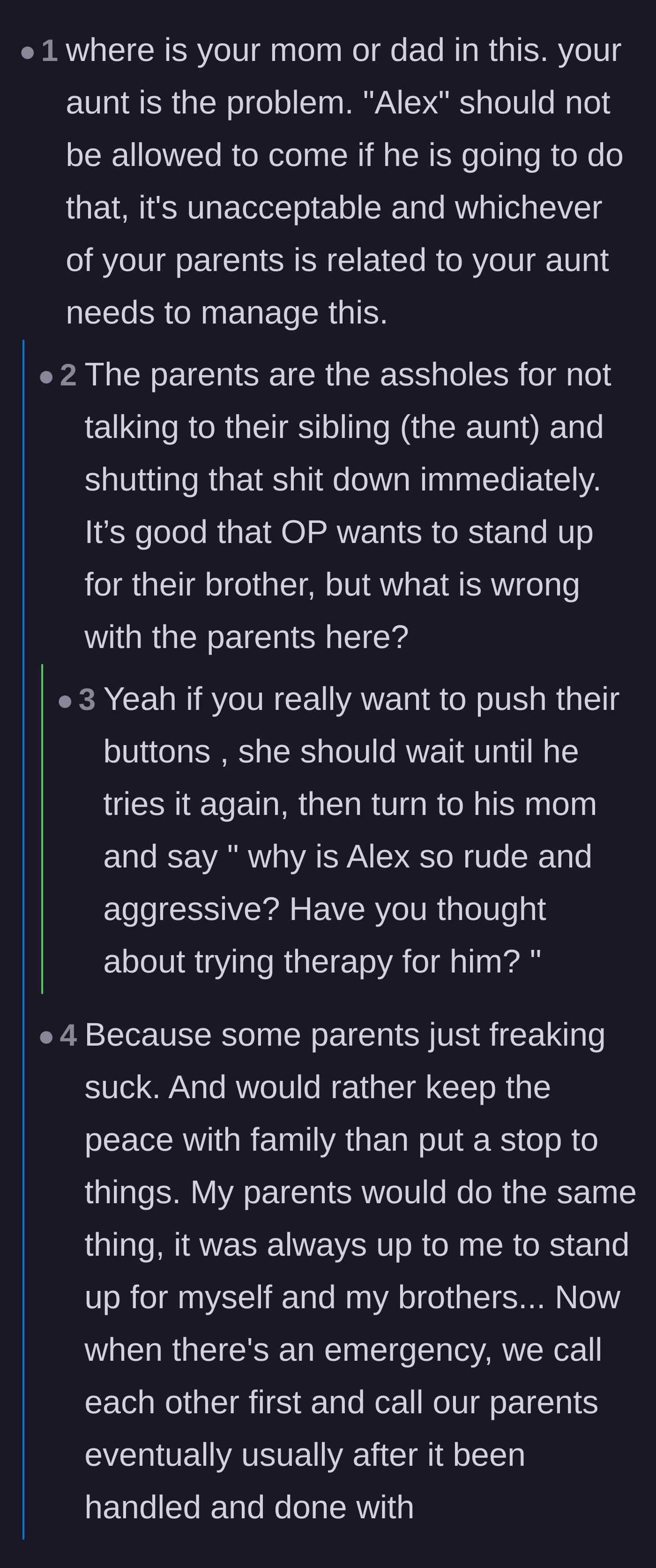 Comment thread 5 - Debate about where the original poster's own parents are and why they aren't protecting their kid.