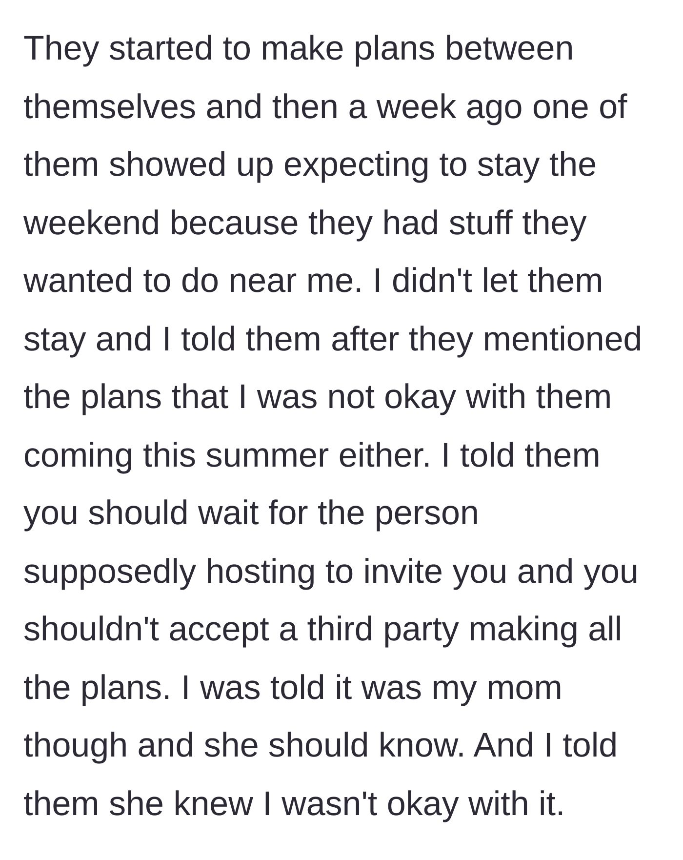 Story part 5 - A stepsibling shows up unannounced for the weekend and gets turned away at the door by the main character.