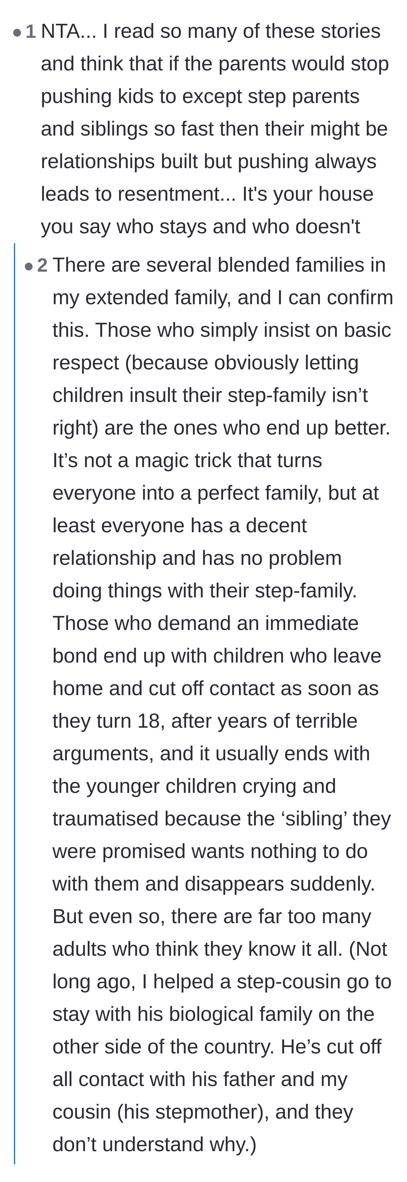 Comment thread 2 - A deep dive into how forcing stepfamilies to bond always backfires and creates lasting resentment.