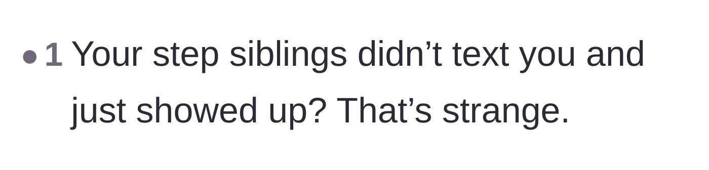 Comment thread 5 - A user pointing out how bizarre it is that the stepsiblings never texted the homeowner.