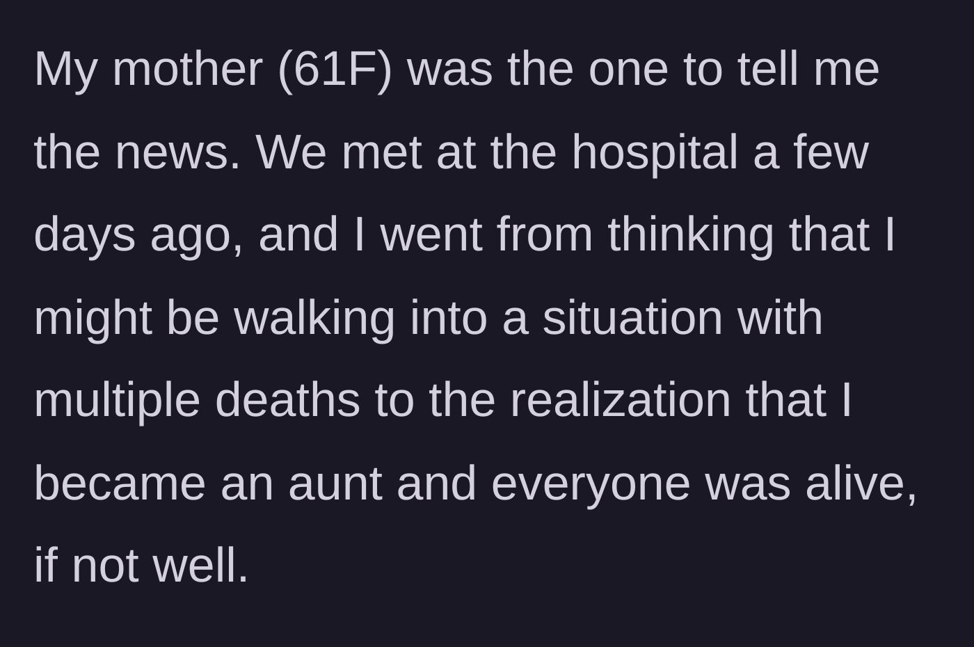 Story part 2 - Two women meeting in a hospital waiting room looking incredibly relieved.