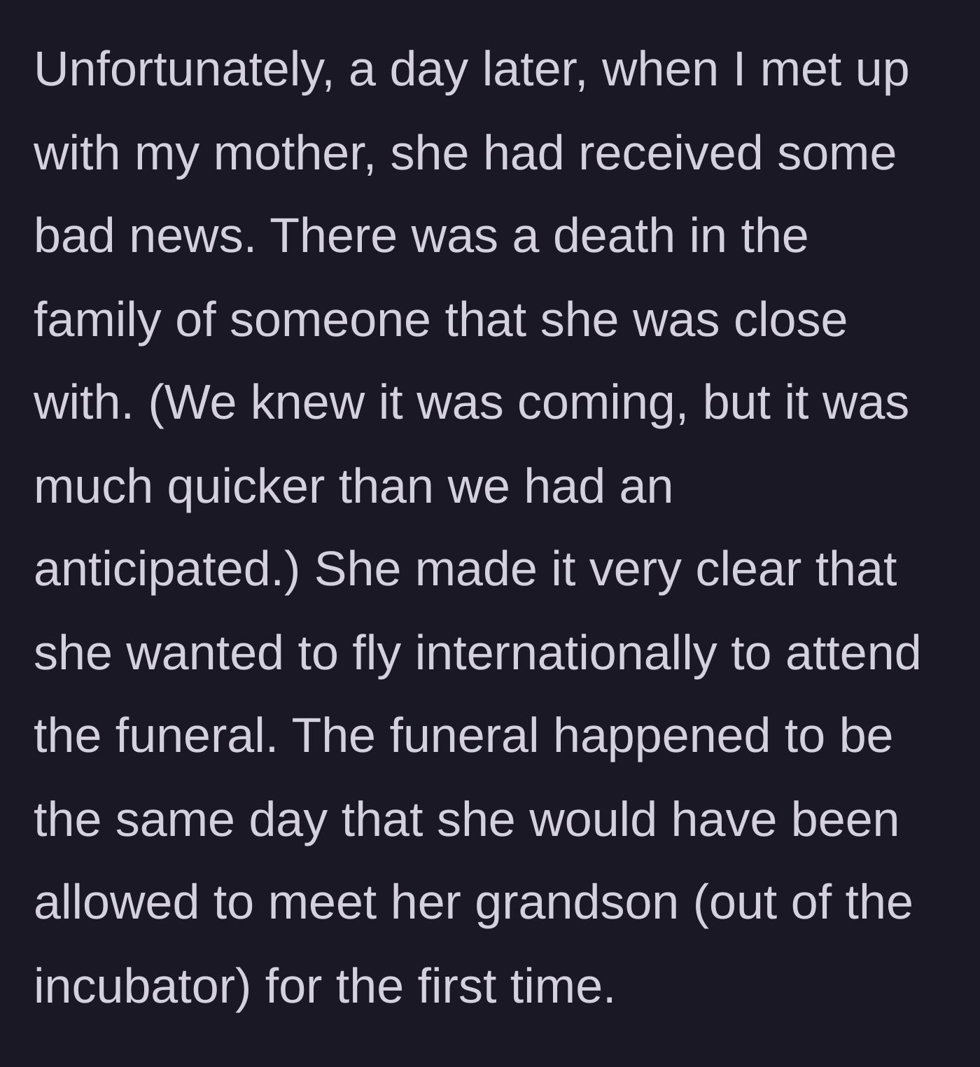 Story part 3 - An older woman holding a phone looking devastated while ignoring a hospital room.