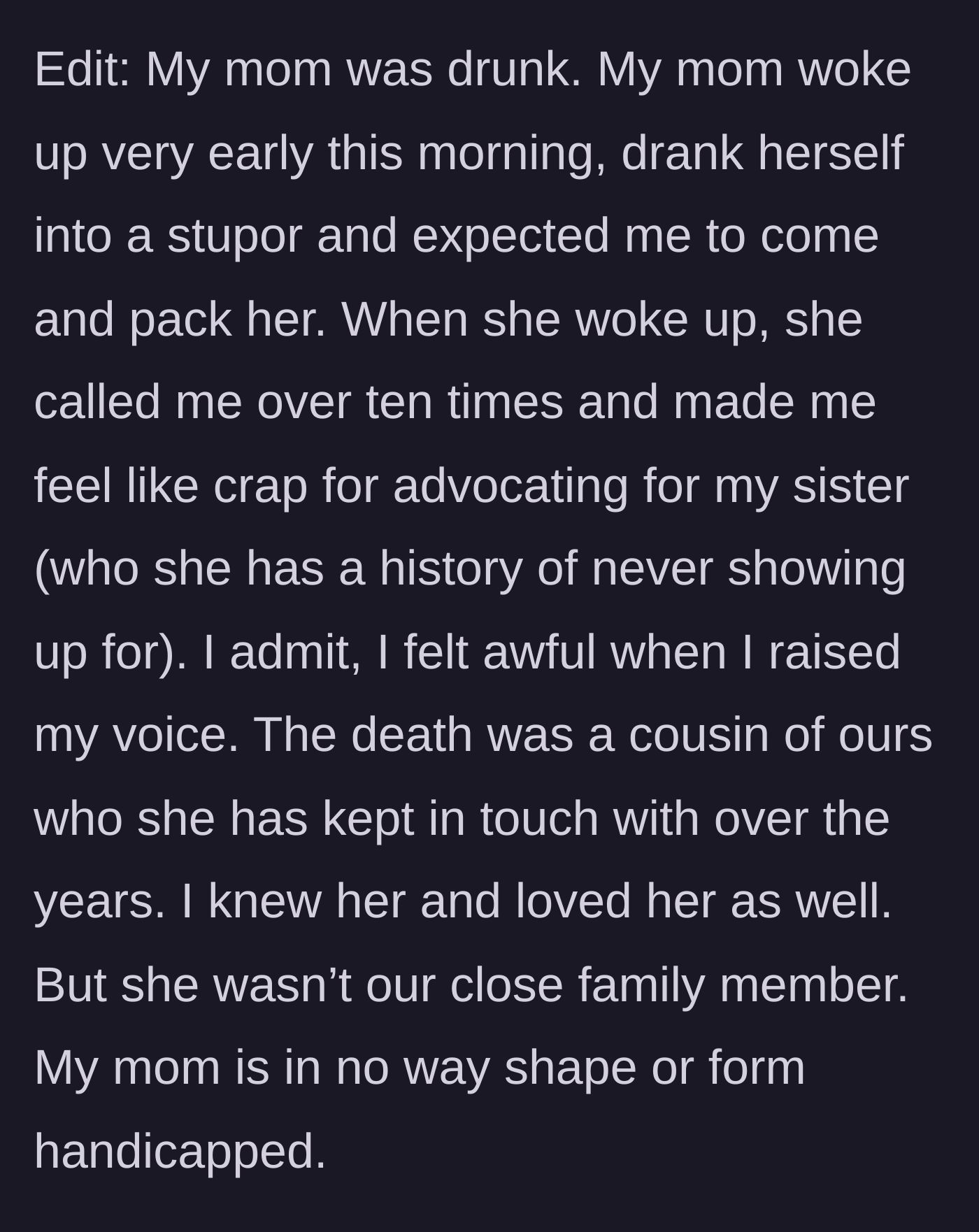 Story part 7 - An older woman slumped over with a bottle while a phone rings endlessly.