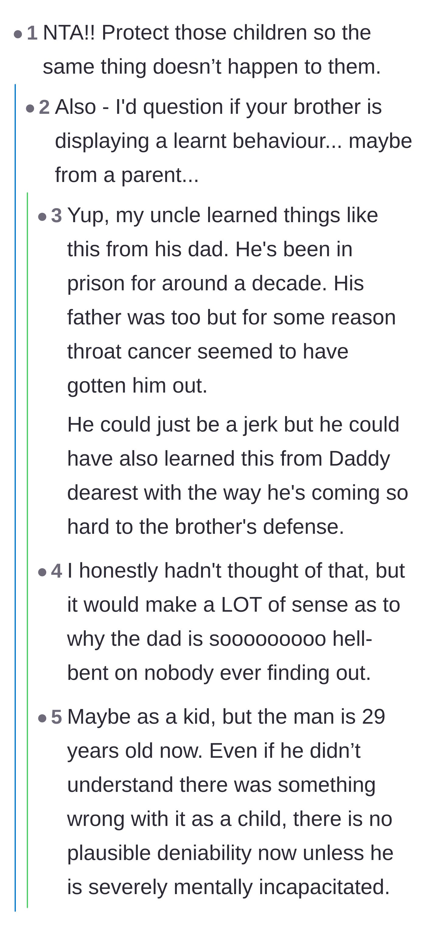 Comment thread 2 - Speculating on generational trauma and learned behavior from the father