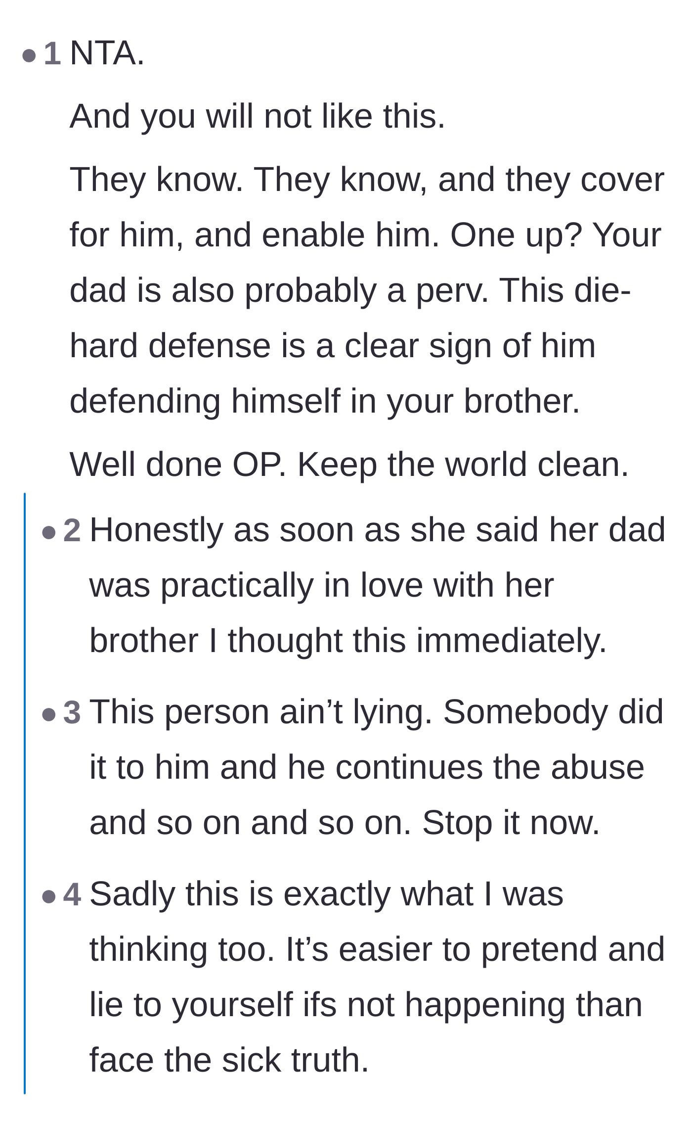 Comment thread 4 - Confronting the painful reality of the parents' complicity and denial