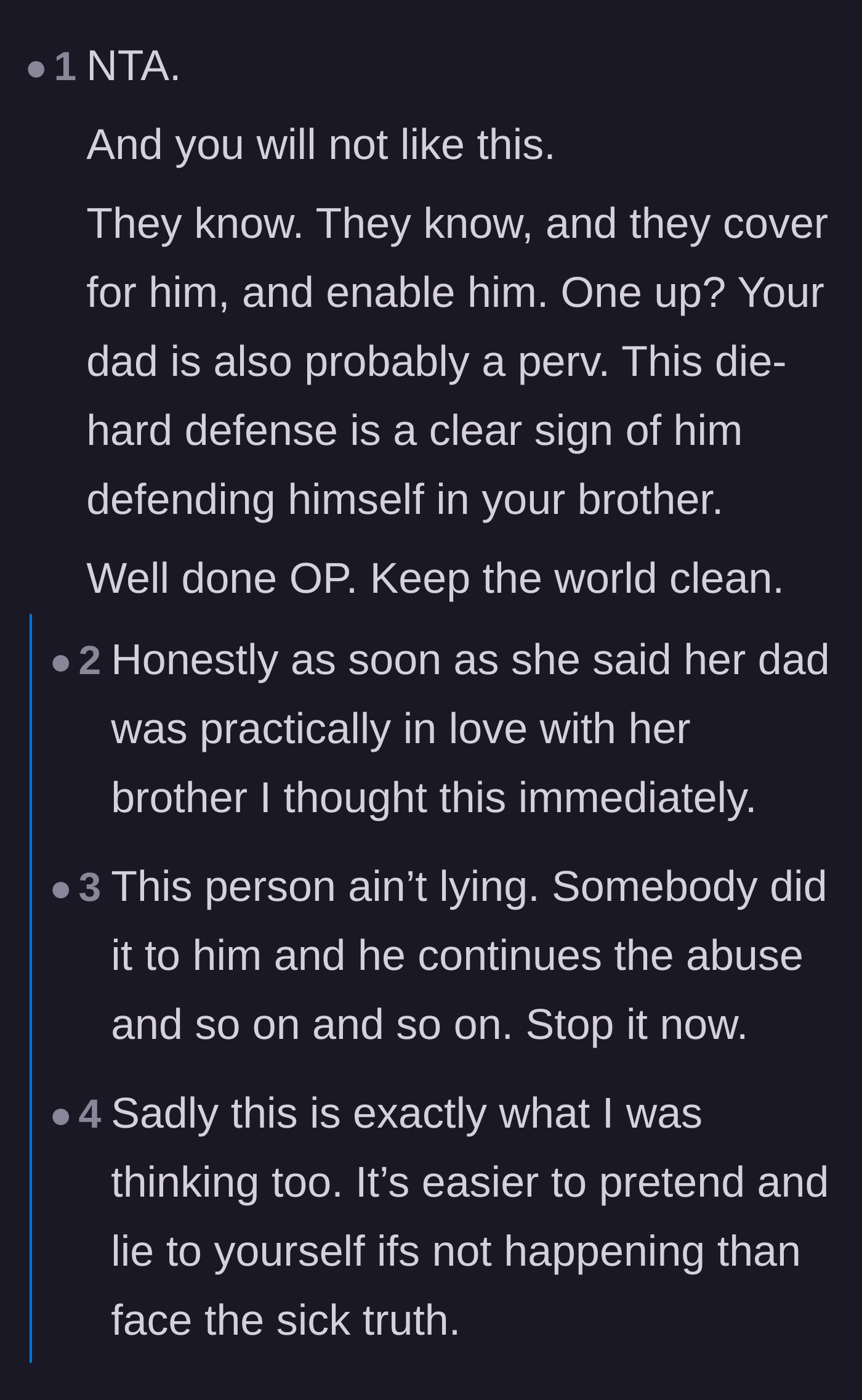 Comment thread 4 - Confronting the painful reality of the parents' complicity and denial