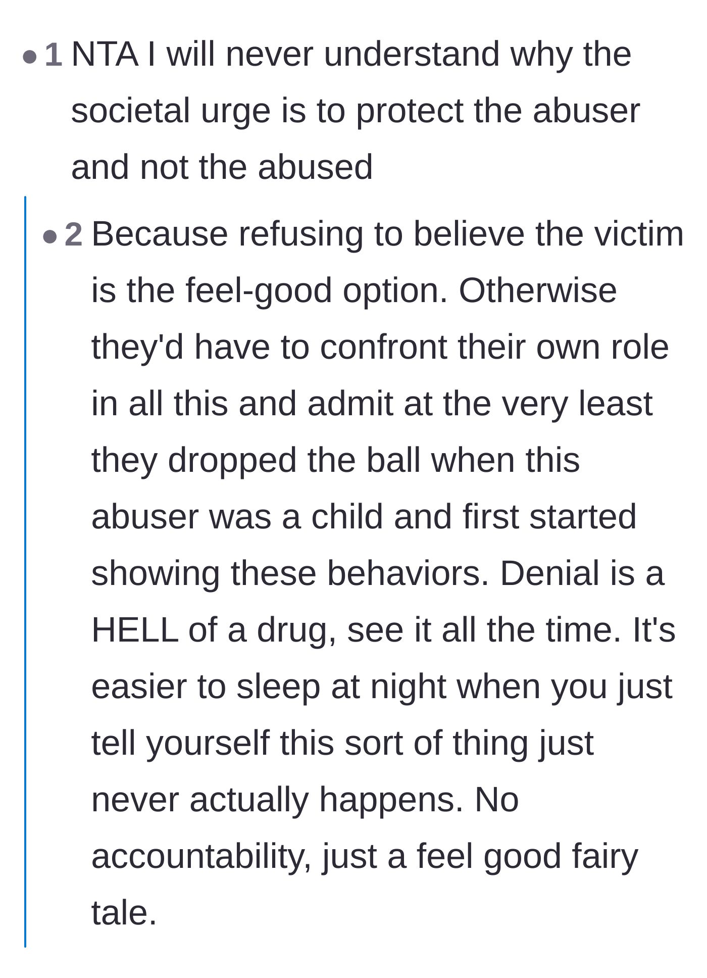 Comment thread 5 - Examining the heartbreaking reasons why families protect abusers over victims