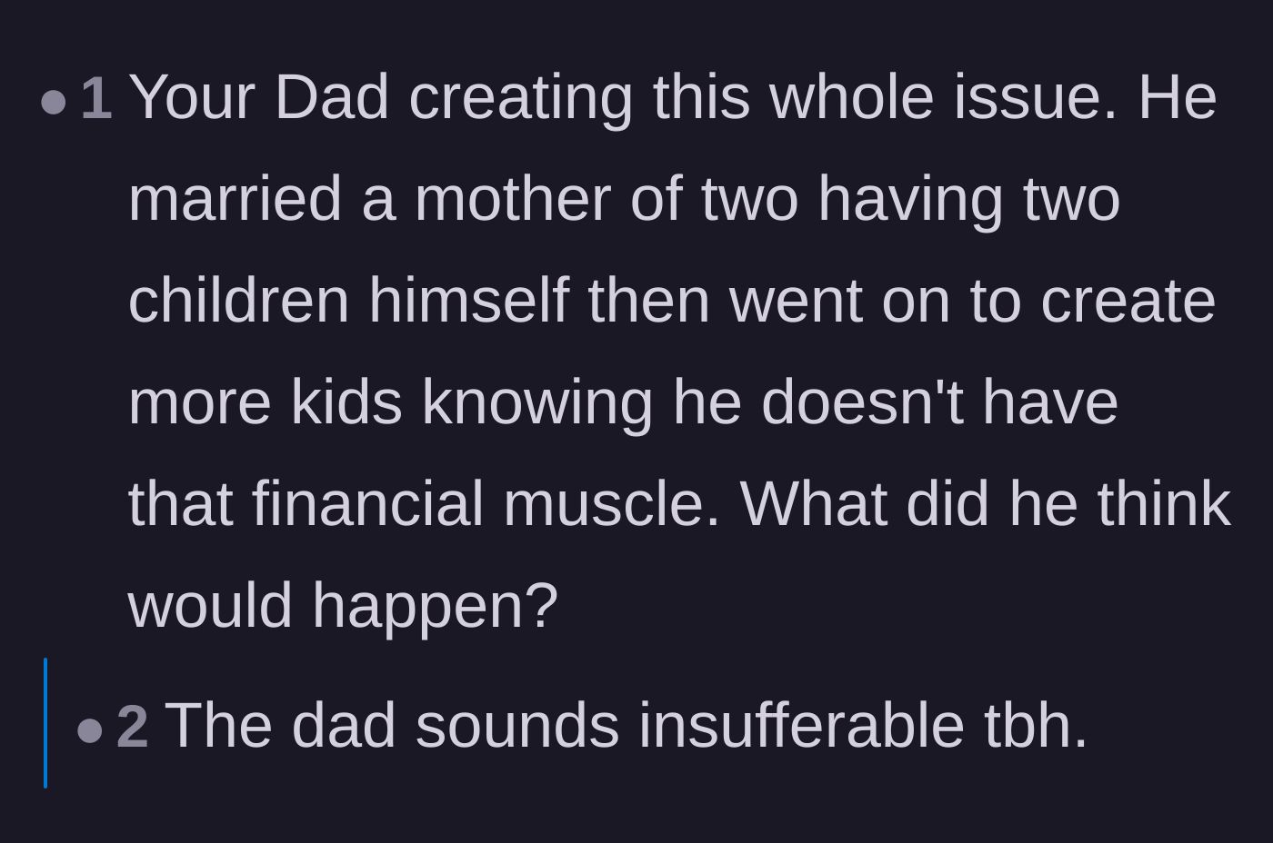 Comment thread 2 - Readers pointing out that the father willingly created a larger family than he could financially support.