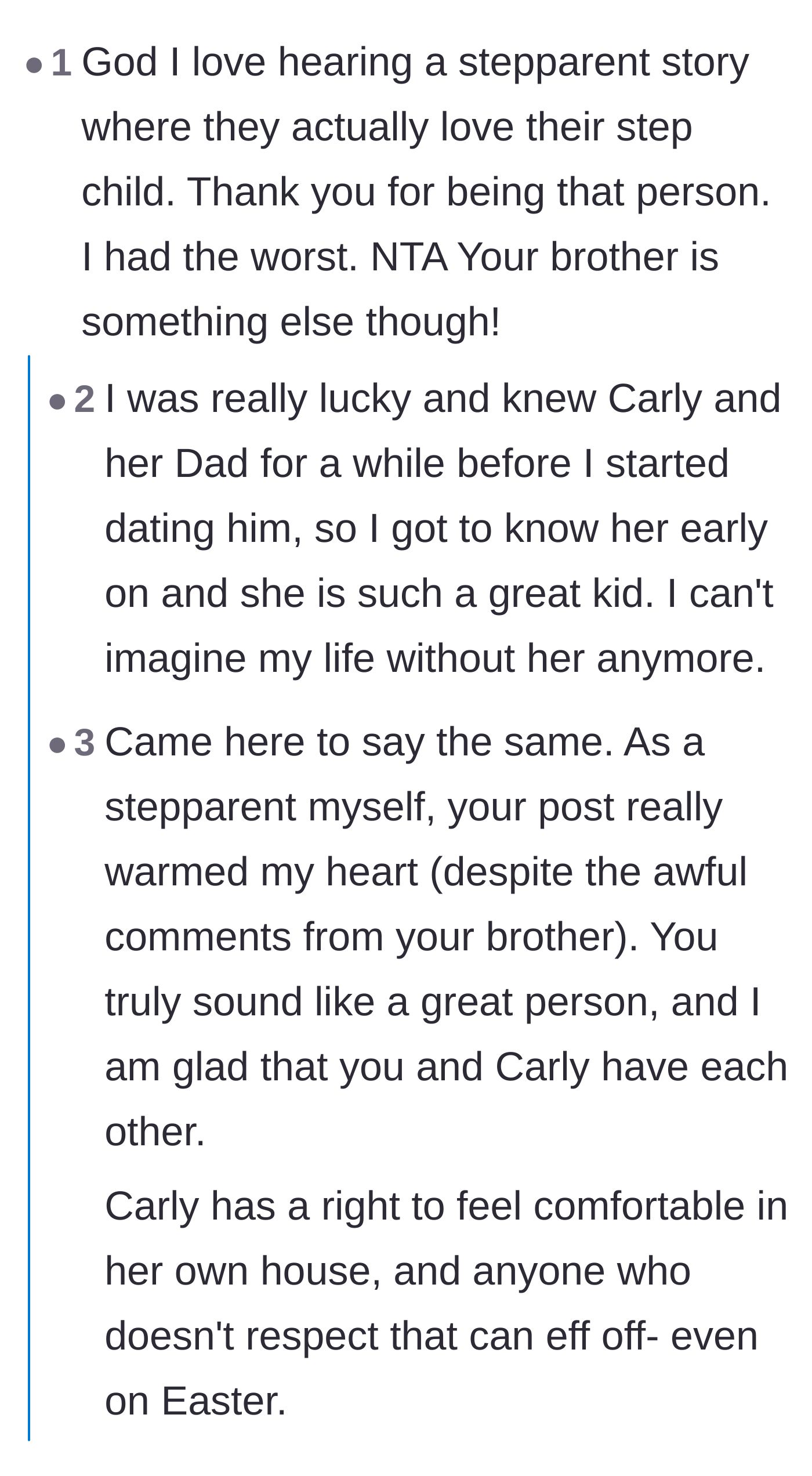 Comment thread 6 - Heartwarming praise for the original poster being an incredibly loving and protective stepmother.