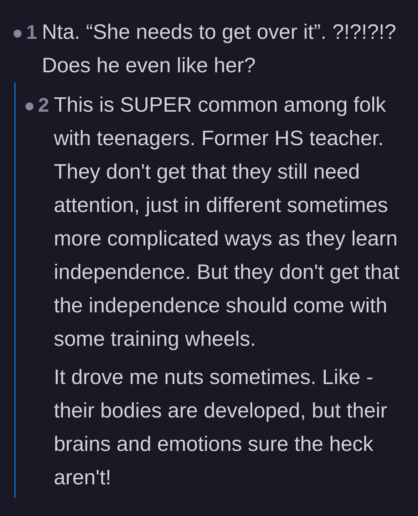 Comment thread 4 - A former high school teacher explains how frequently parents emotionally abandon their teenage children.