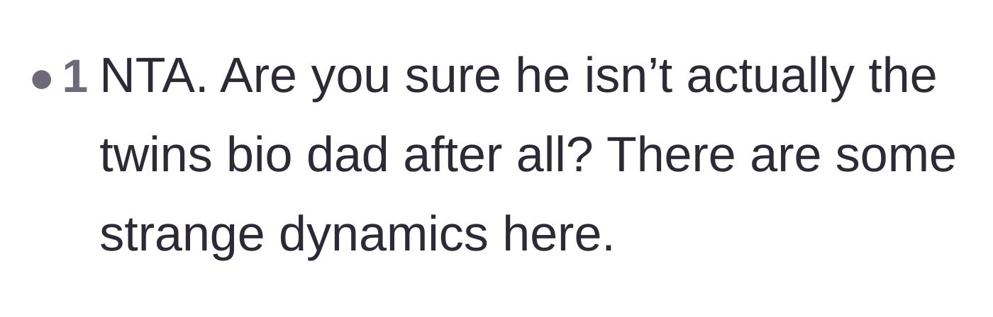 Comment thread 5 - Another reader pointing out the bizarre family dynamics and demanding to know if he is the real father.