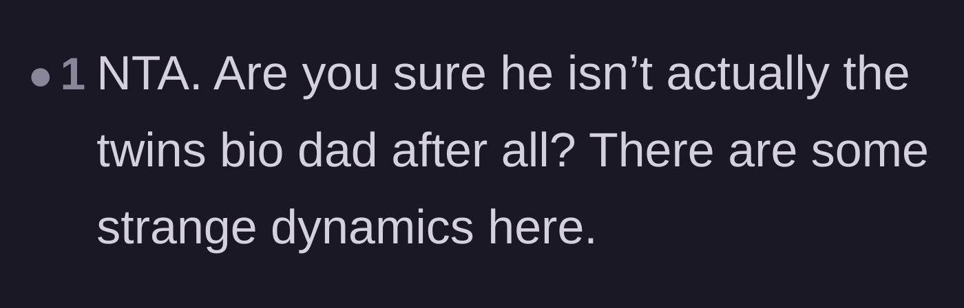 Comment thread 5 - Another reader pointing out the bizarre family dynamics and demanding to know if he is the real father.