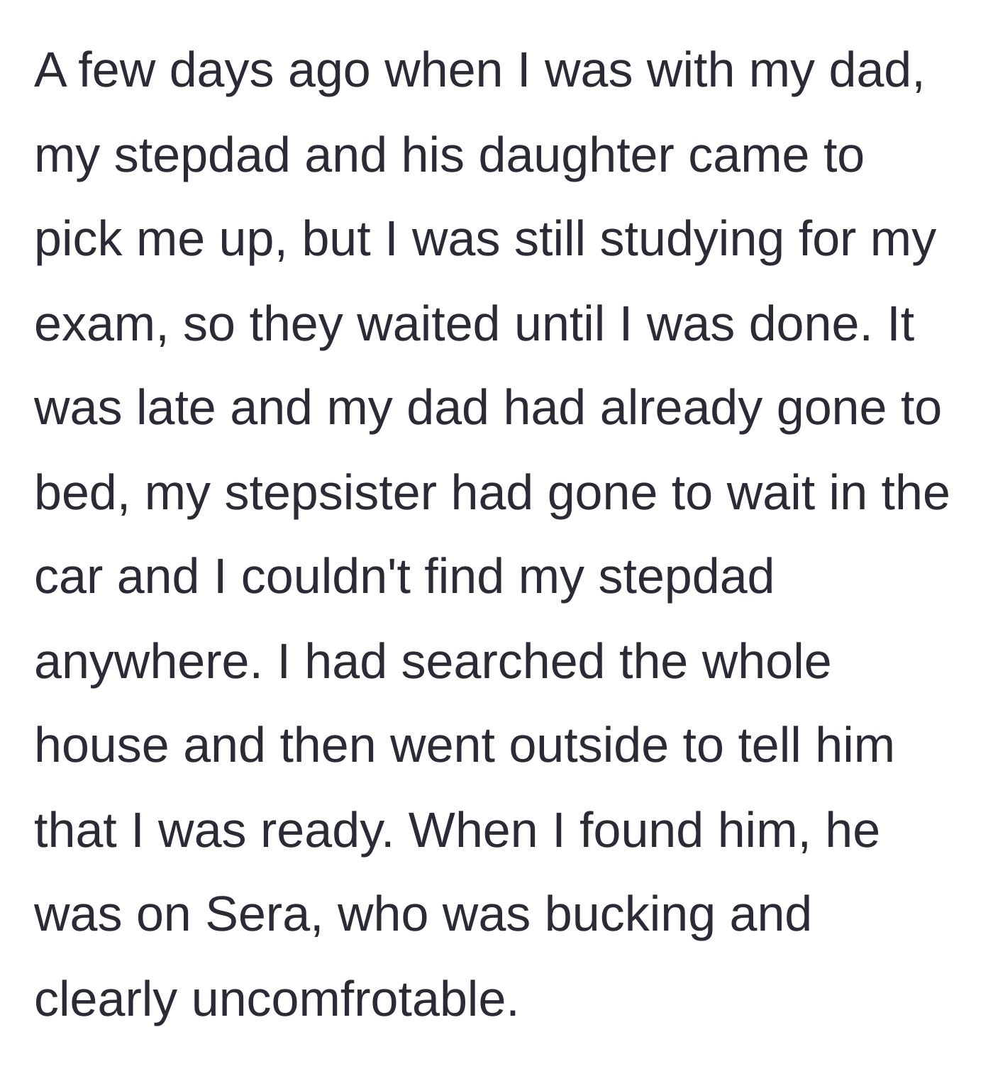 Story part 3 - The moment the teen discovers his stepfather riding the injured horse in the dark.