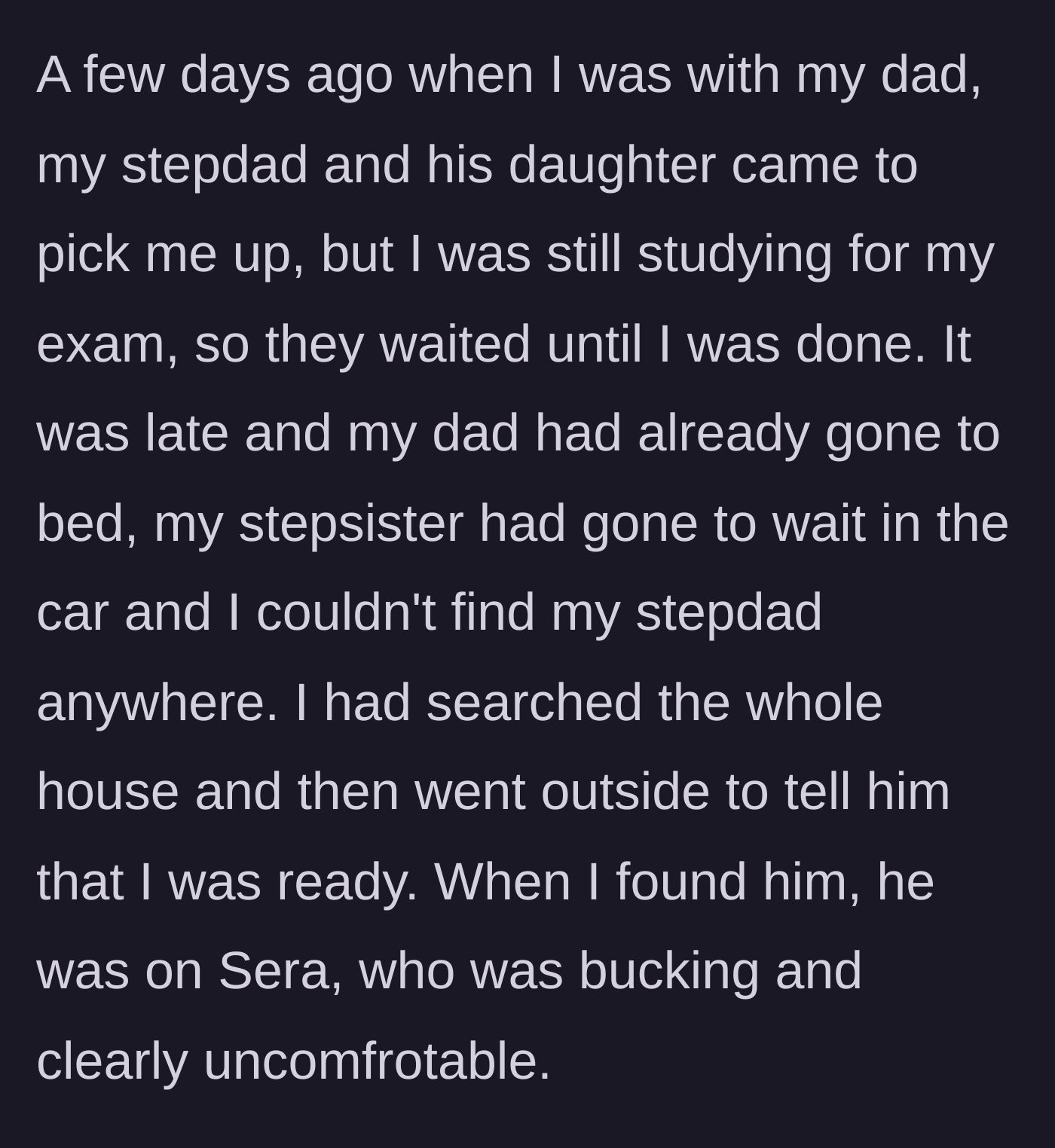 Story part 3 - The moment the teen discovers his stepfather riding the injured horse in the dark.