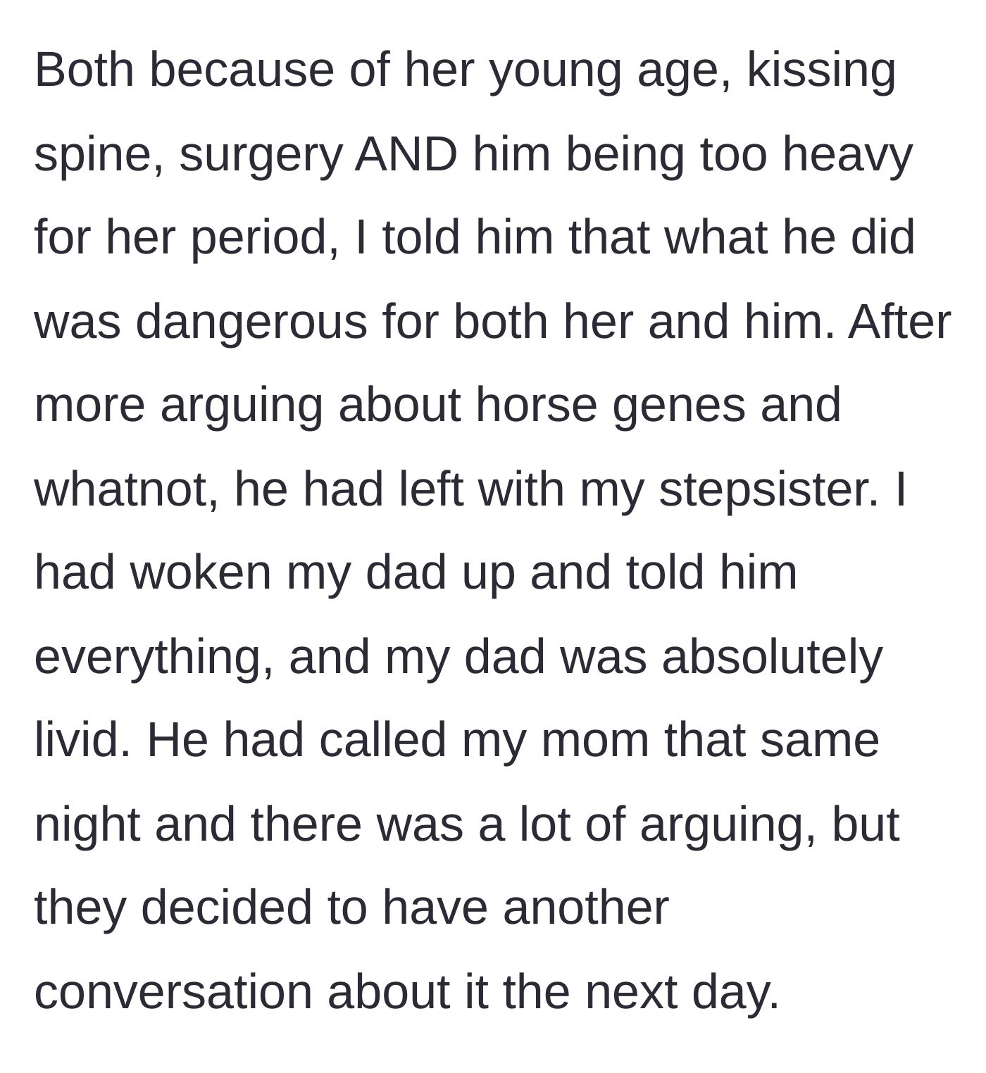 Story part 5 - The immediate fallout as the teen's father is awakened, leading to an explosive late-night phone call between the co-parents.