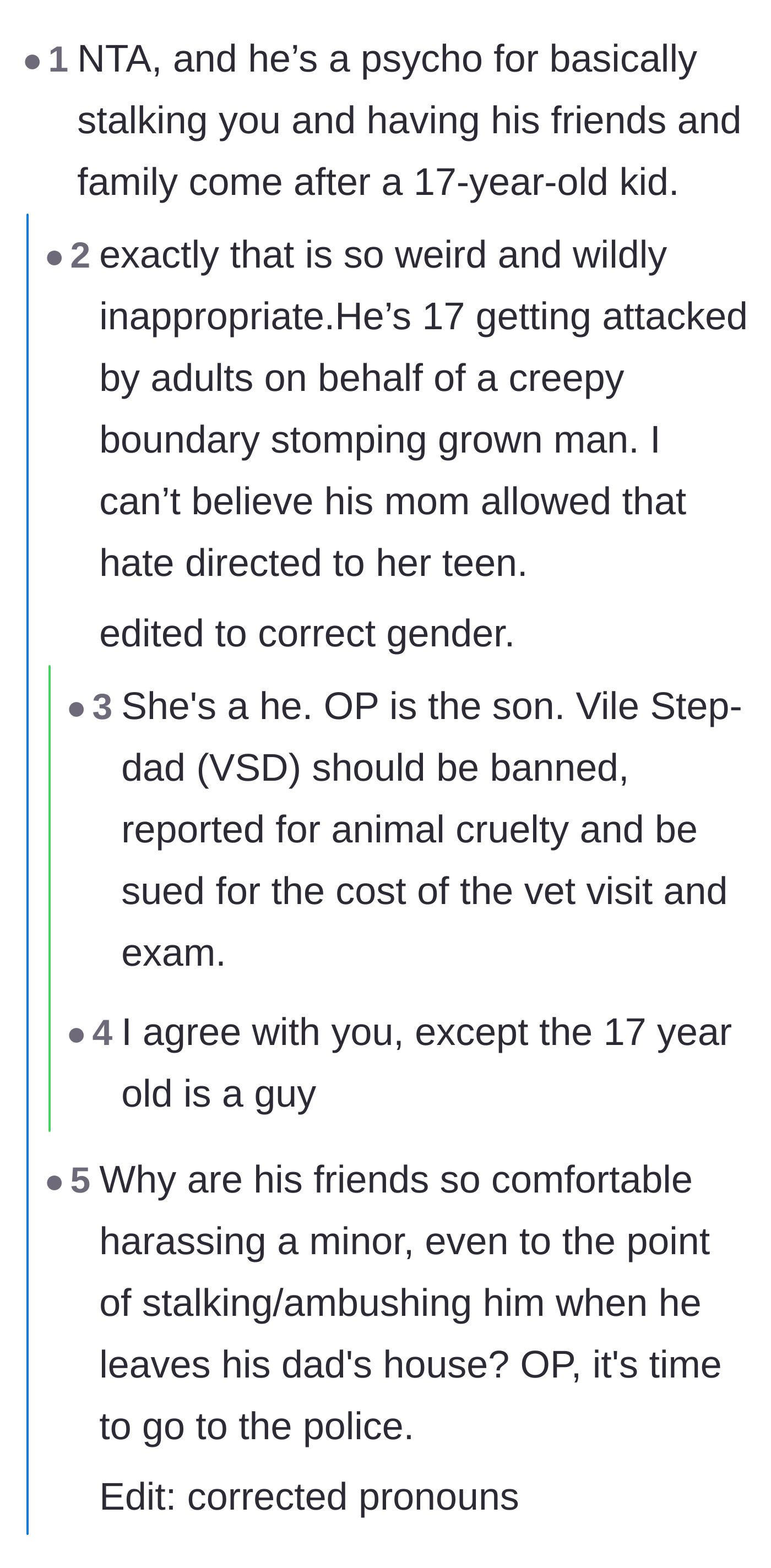 Comment thread 3 - Outrage over grown adults coordinating a stalking campaign against a 17-year-old.
