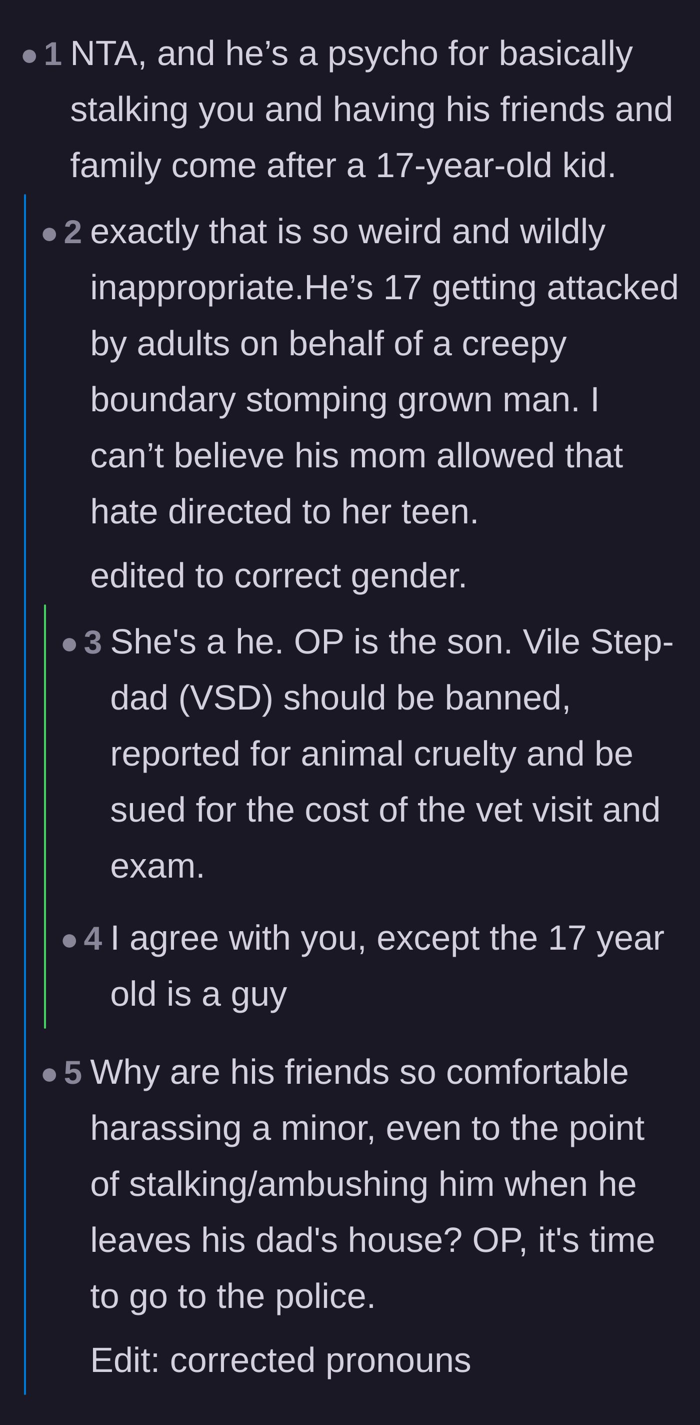 Comment thread 3 - Outrage over grown adults coordinating a stalking campaign against a 17-year-old.