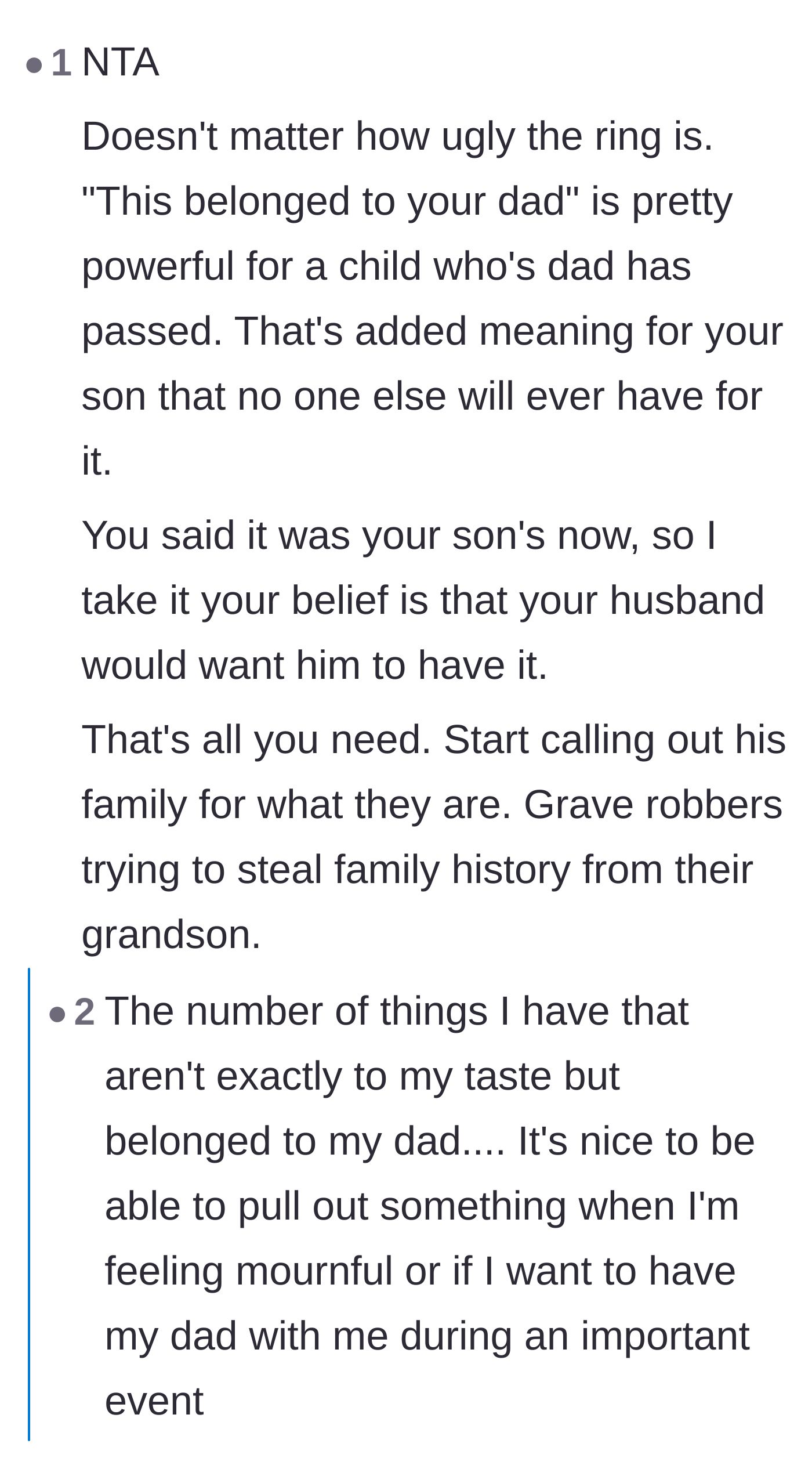 Comment thread 3 - Heartfelt stories about the irreplaceable sentimental value of keeping everyday items from passed loved ones.