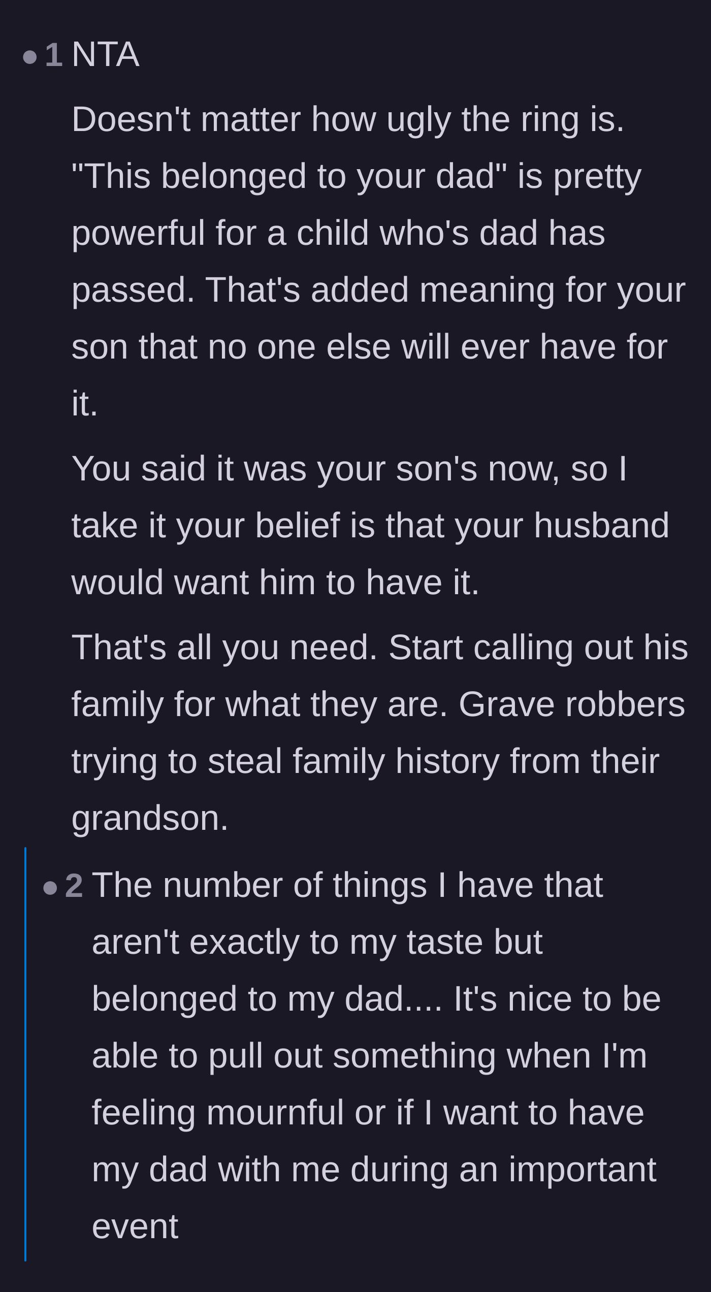 Comment thread 3 - Heartfelt stories about the irreplaceable sentimental value of keeping everyday items from passed loved ones.