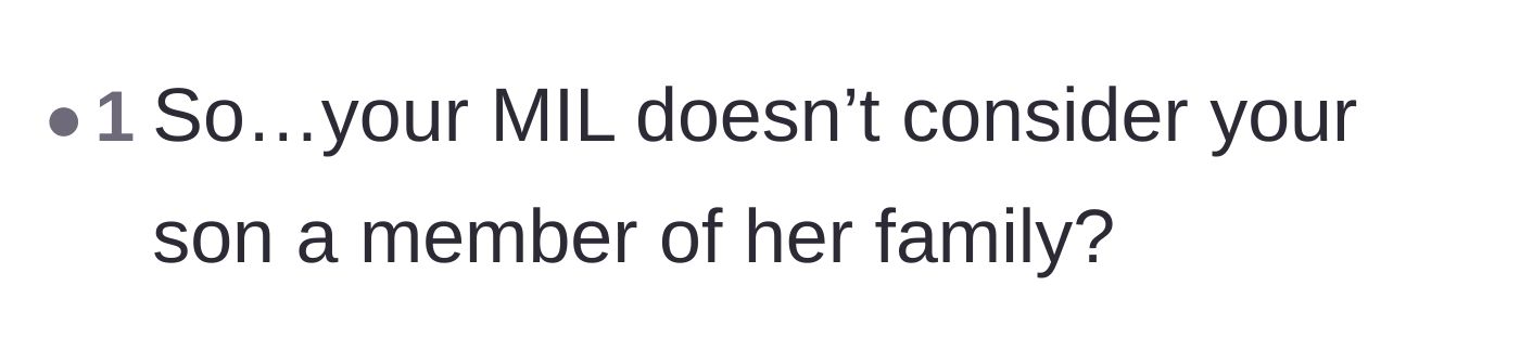 Comment thread 4 - A pointed question highlighting the cruelest implication of the mother-in-law's demand.