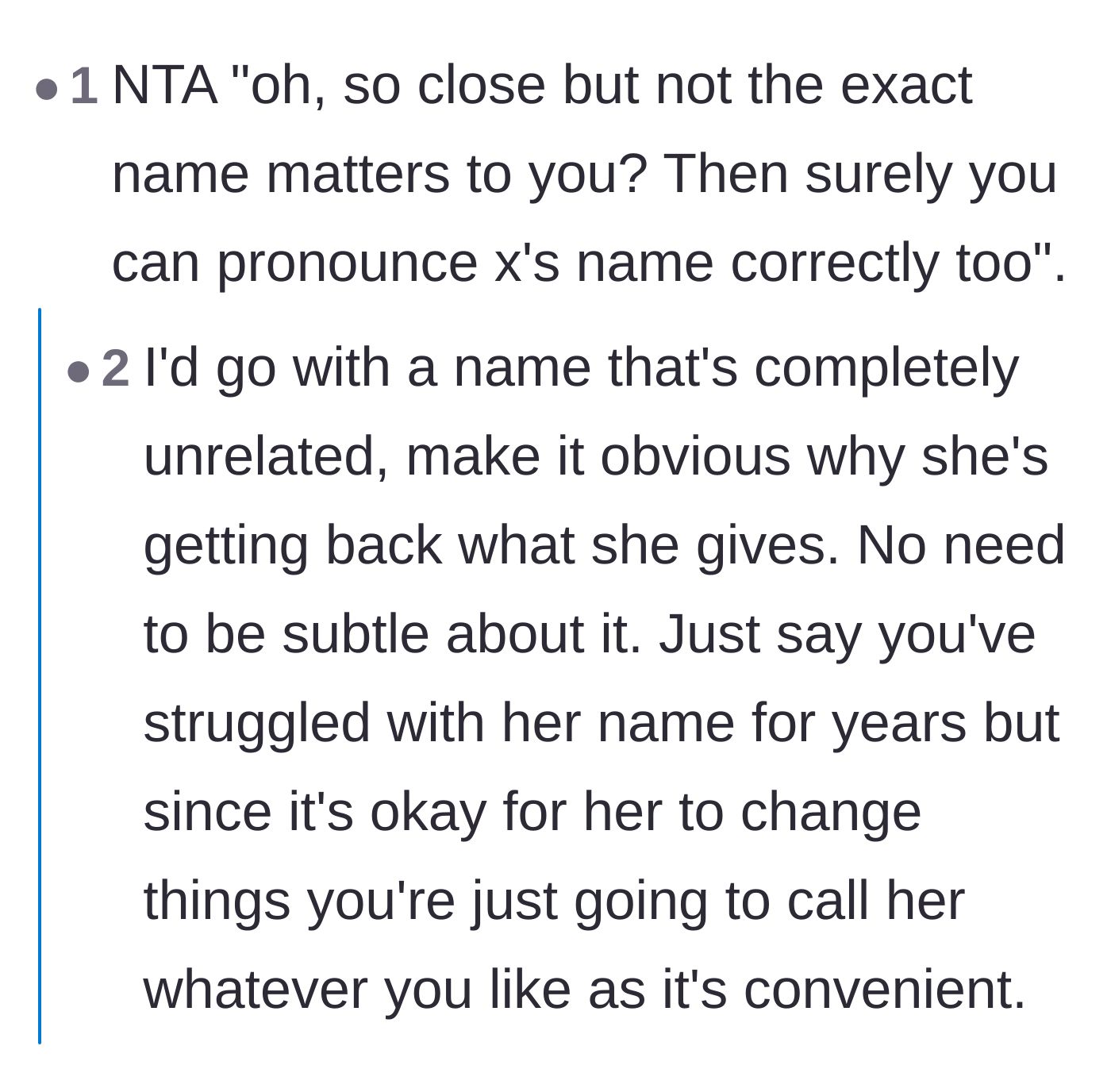 Comment thread 2 - Strategies on using wrong names to point out the friend's hypocrisy.