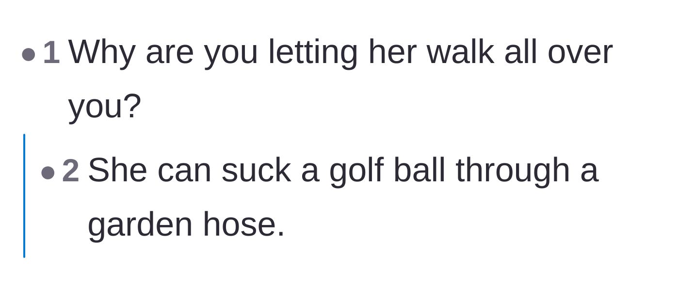 Comment thread 2 - A blunt question about why the boyfriend tolerates this disrespect, followed by a crude joke about physical intimacy.