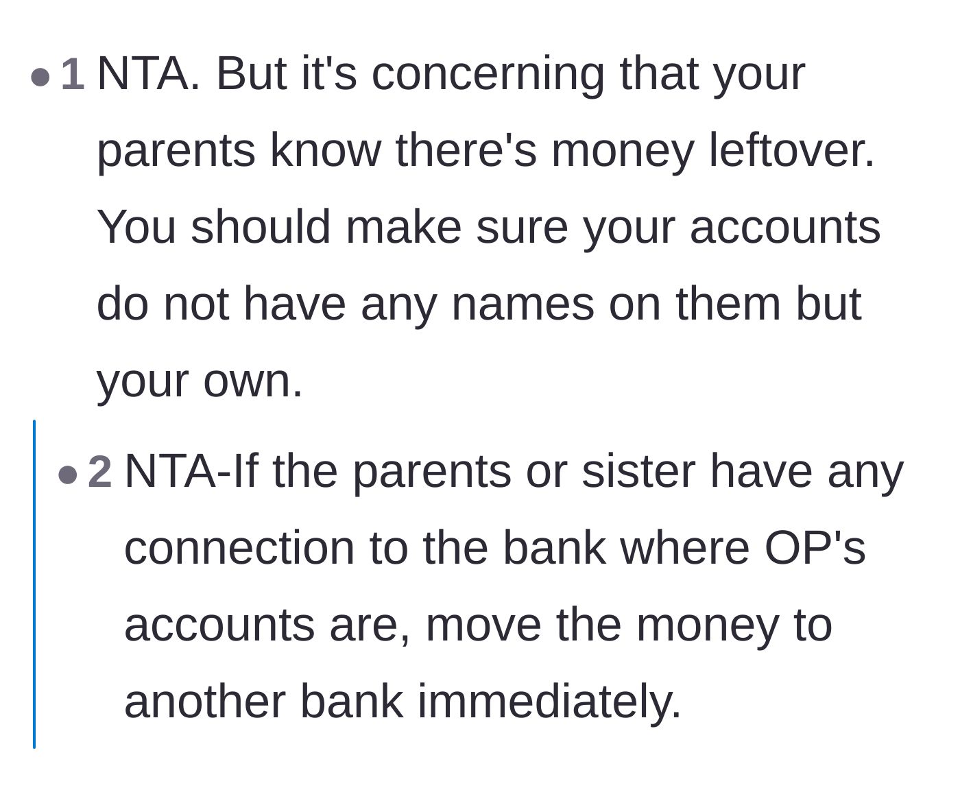 Comment thread 3 - Concern that the parents know the exact balance of the college fund and could access it