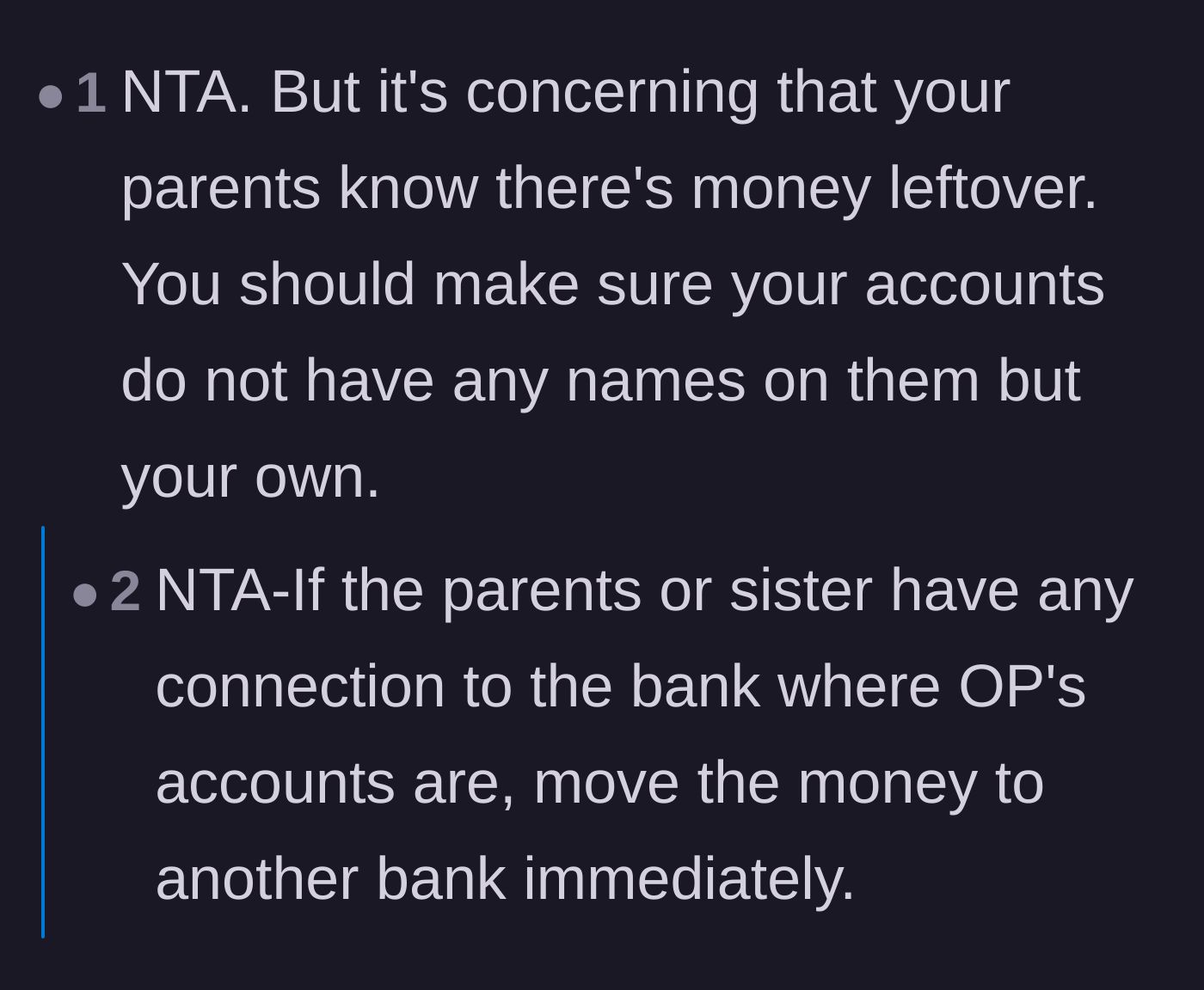 Comment thread 3 - Concern that the parents know the exact balance of the college fund and could access it