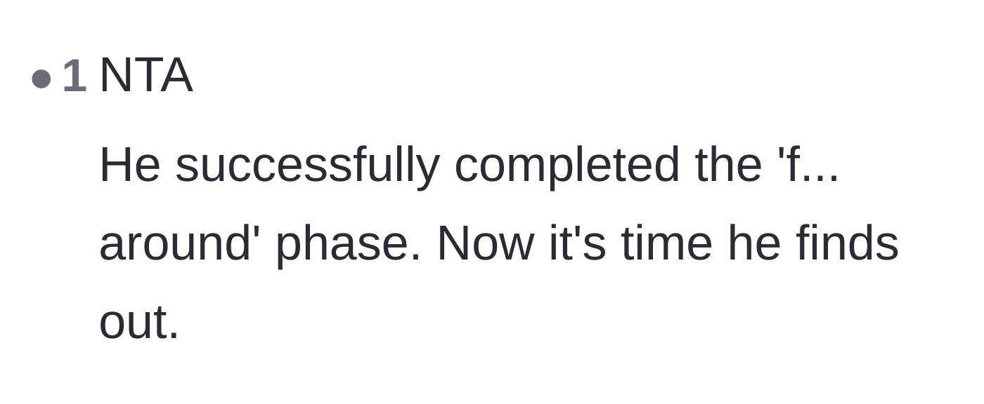 Comment thread 3 - A succinct comment about the brother finally facing the natural consequences of his reckless behavior.