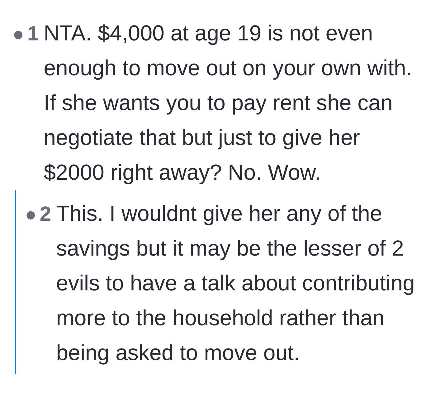 Comment thread 5 - Advice on looking into alternative housing and securing financial accounts against further snooping.