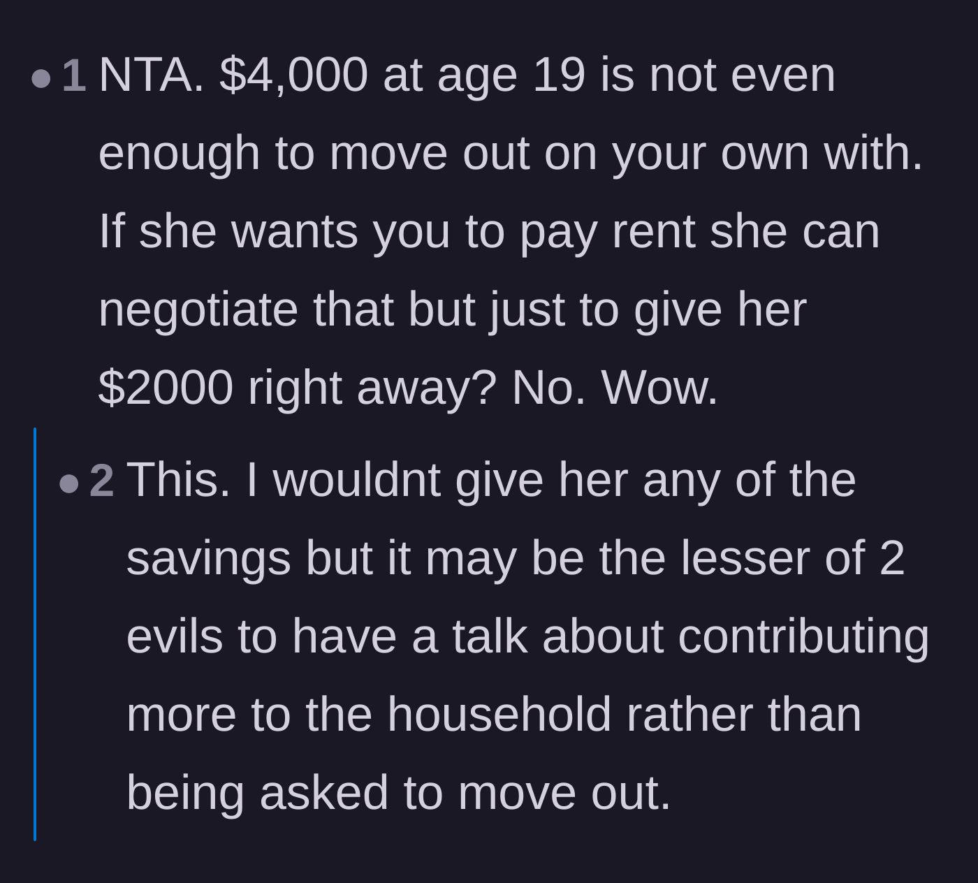 Comment thread 5 - Advice on looking into alternative housing and securing financial accounts against further snooping.