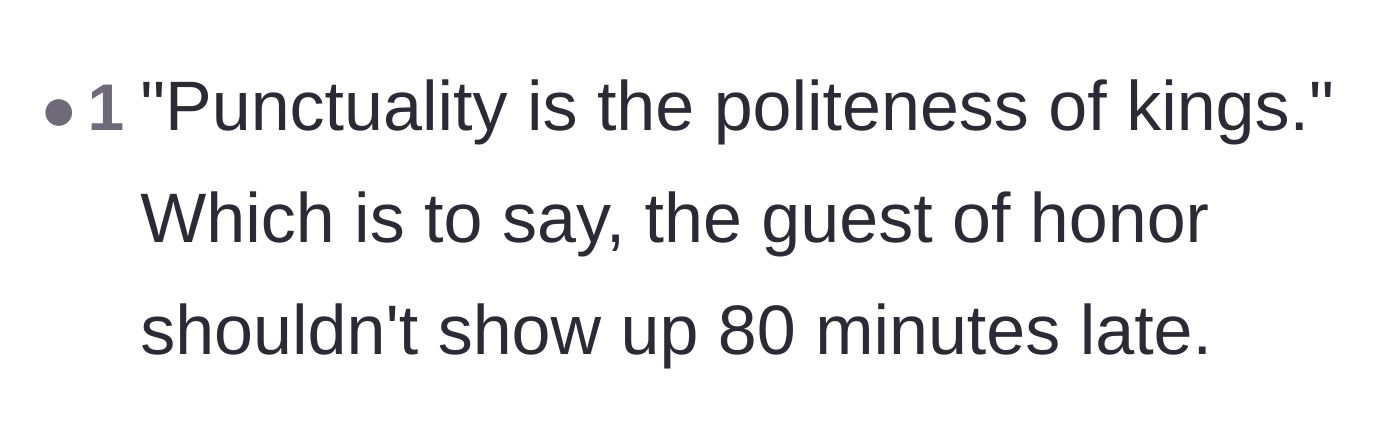 Comment thread 5 - A quote stating that punctuality is the politeness of kings.