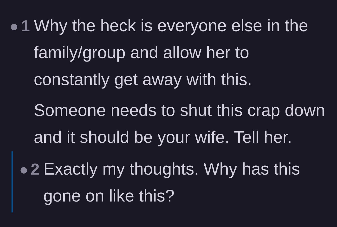 Comment thread 6 - Frustrated readers questioning why the entire family has enabled this blatant freeloading for so many years.