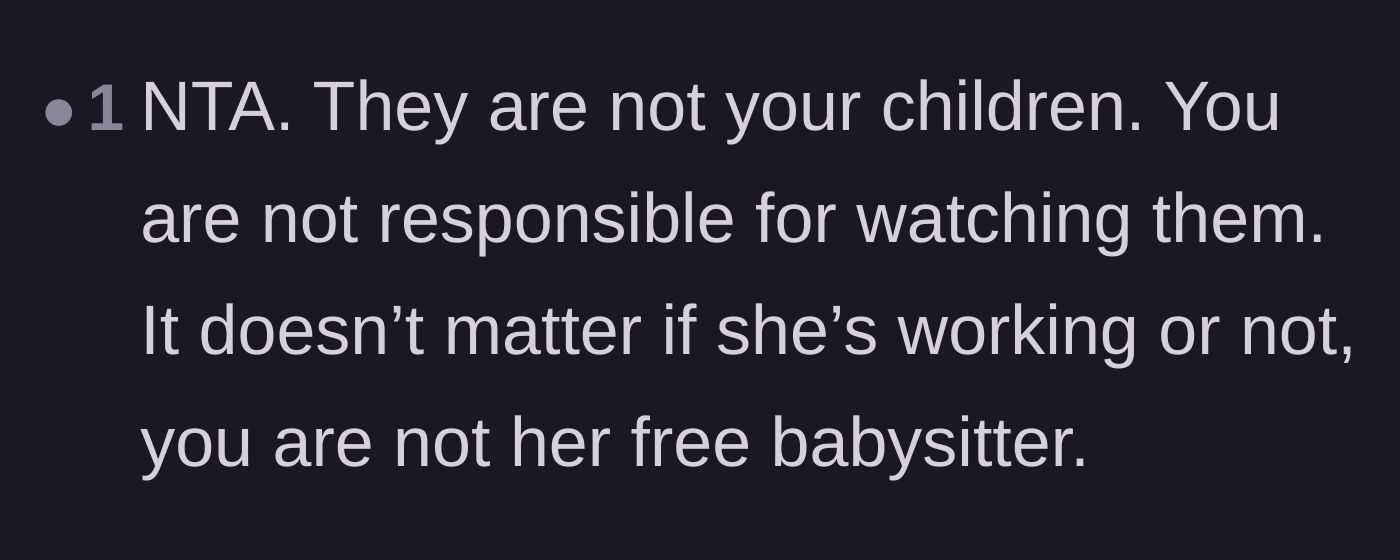 Comment thread 3 - Reminding the poster that the cousin's children are not her responsibility