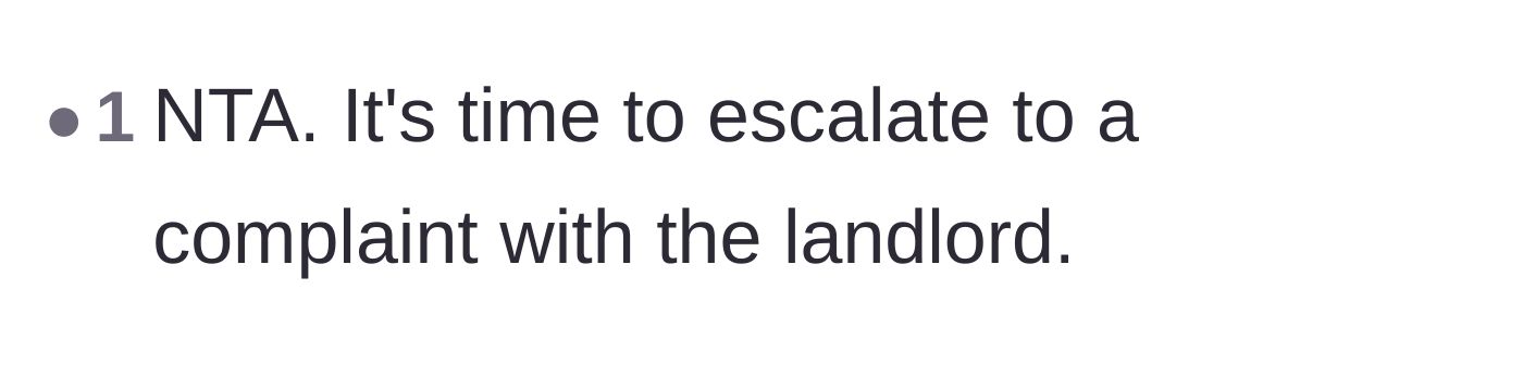 Comment thread 4 - A straightforward recommendation to report the neighbor to the landlord